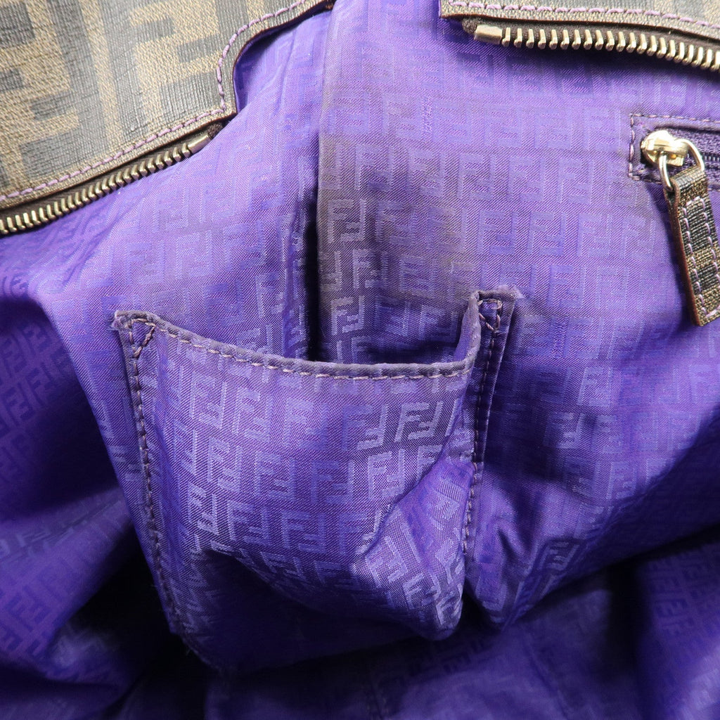 FENDI Zucca Logo Print PVC Tote Bag Brown Black Purple 8BH185
