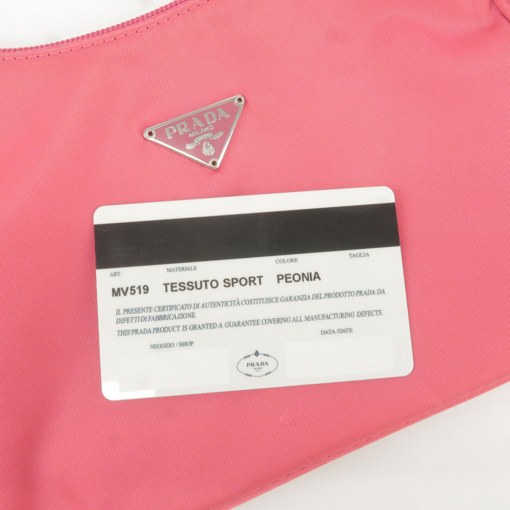 Prada Logo Nylon Canvas Hand Bag Pouch Purse Pink MV519
