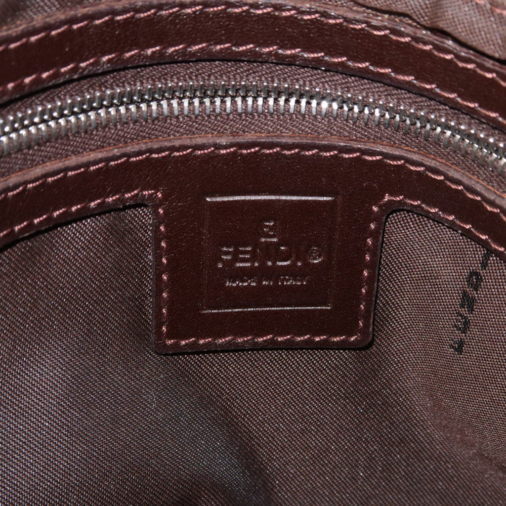 FENDI Zucca Mamma Baguette Canvas Leather Shoulder Bag 26325