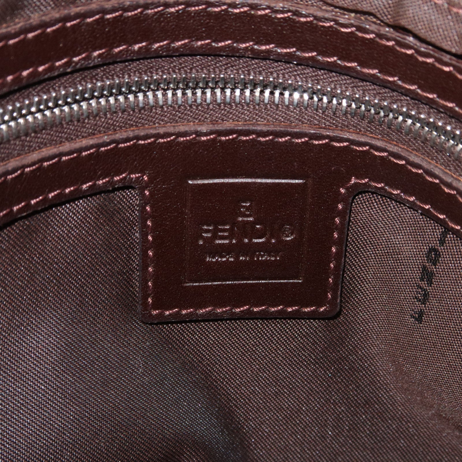 FENDI Zucca Mamma Baguette Canvas Leather Shoulder Bag 26325