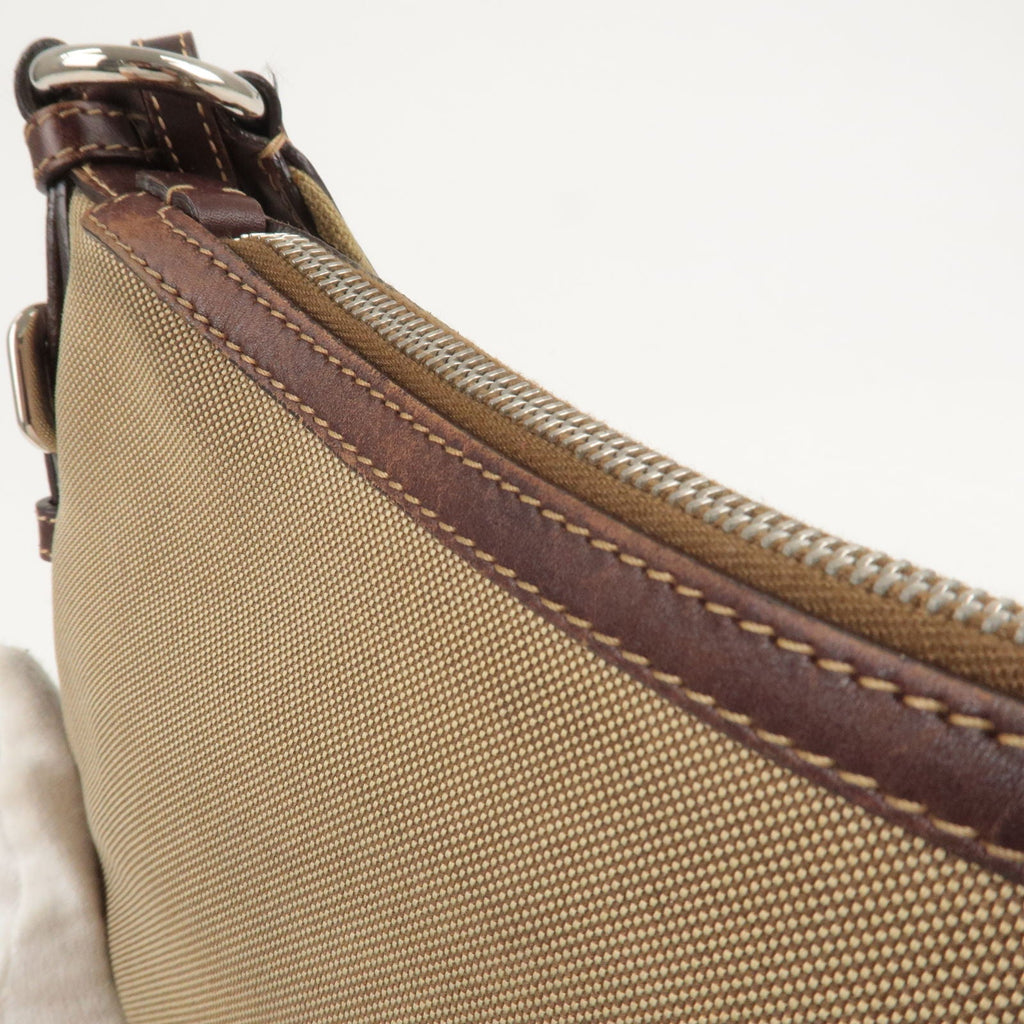 Prada Logo Jacquard Leather Shoulder Bag Beige Brown BT0533