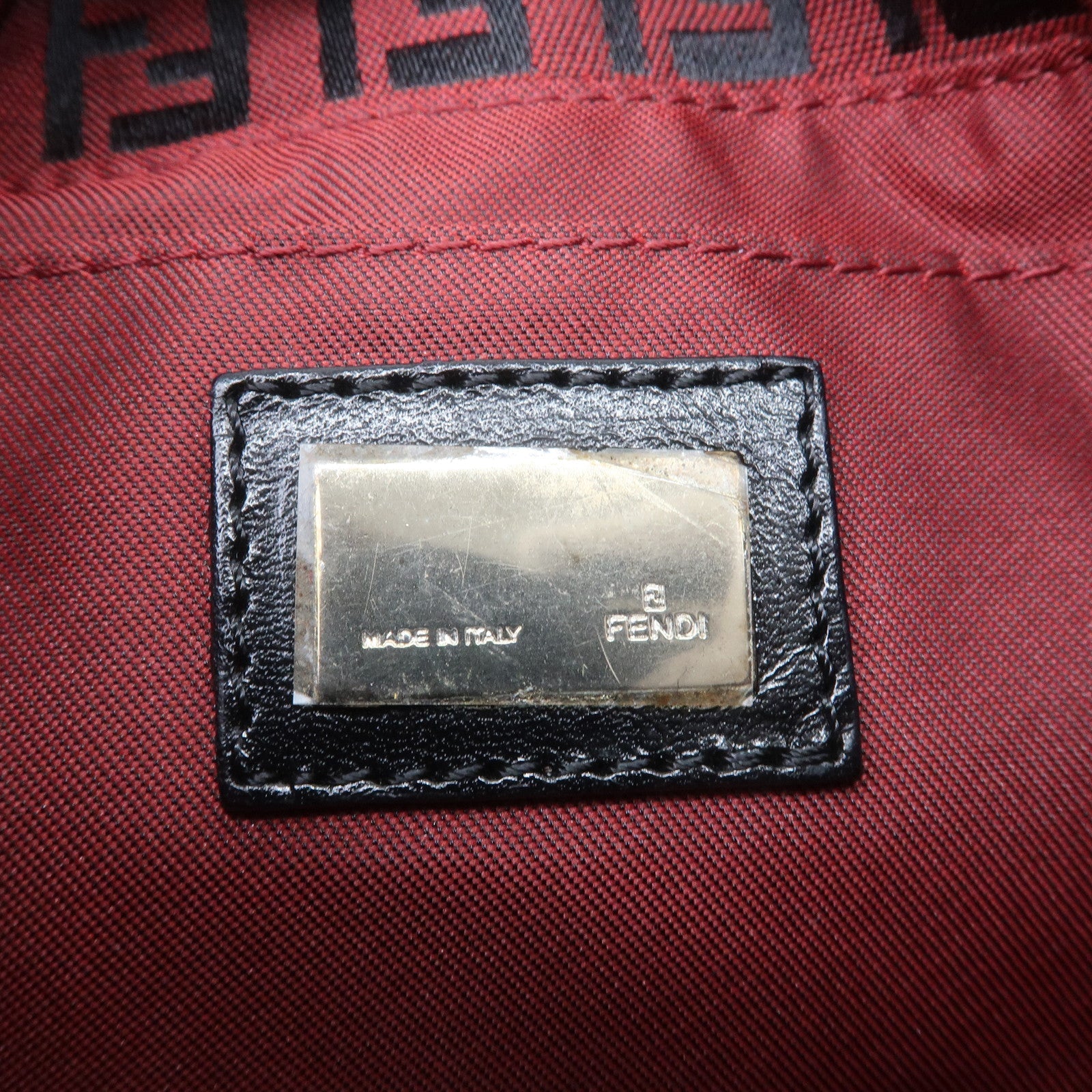 FENDI Mini Mamma Baguette Zucchino Canvas Leather Bag Red 8BK005