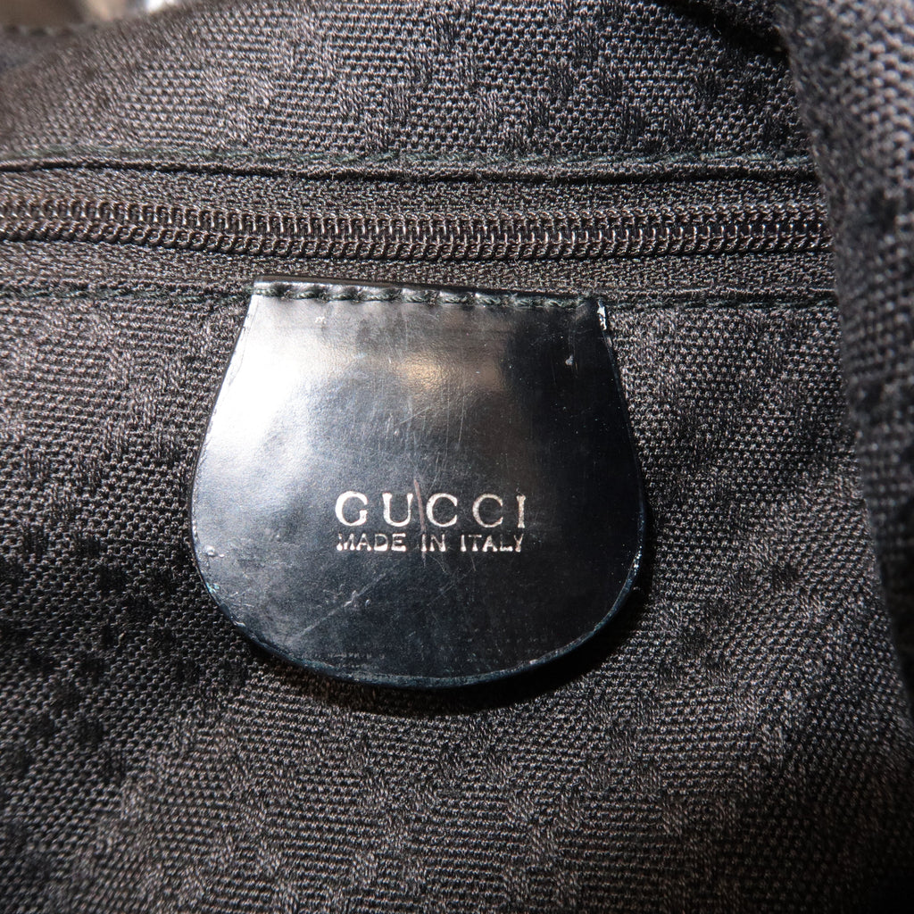 GUCCI Bamboo Nylon Patent Leather 2Way Shoulder Bag Black 001.1998