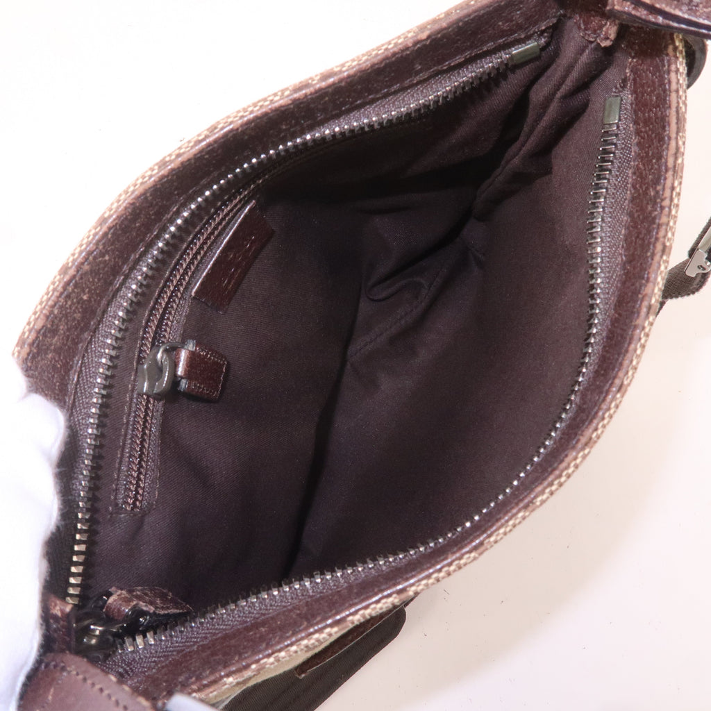 GUCCI GG Canvas Leather Shoulder Bag Beige Brown 122793