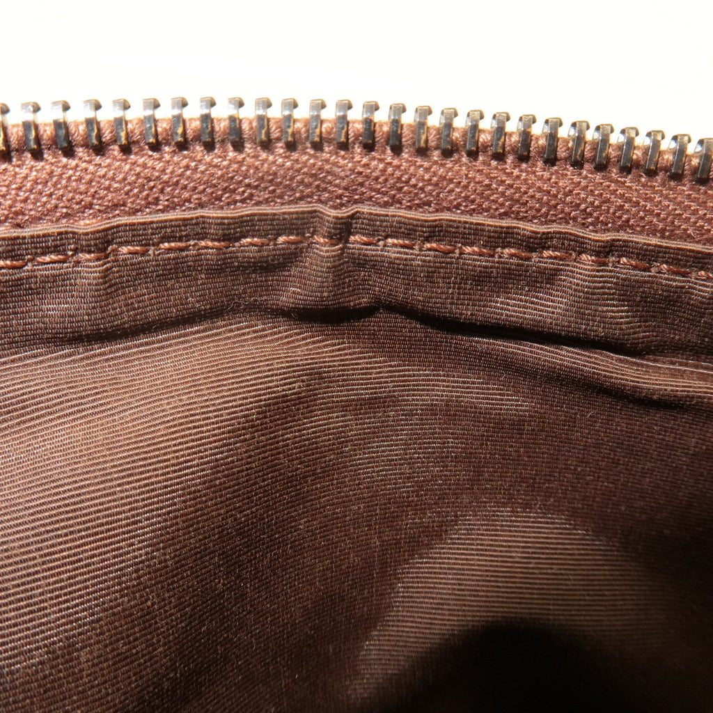 GUCCI GG Canvas Leather Hand Bag Pouch Beige Brown 103399