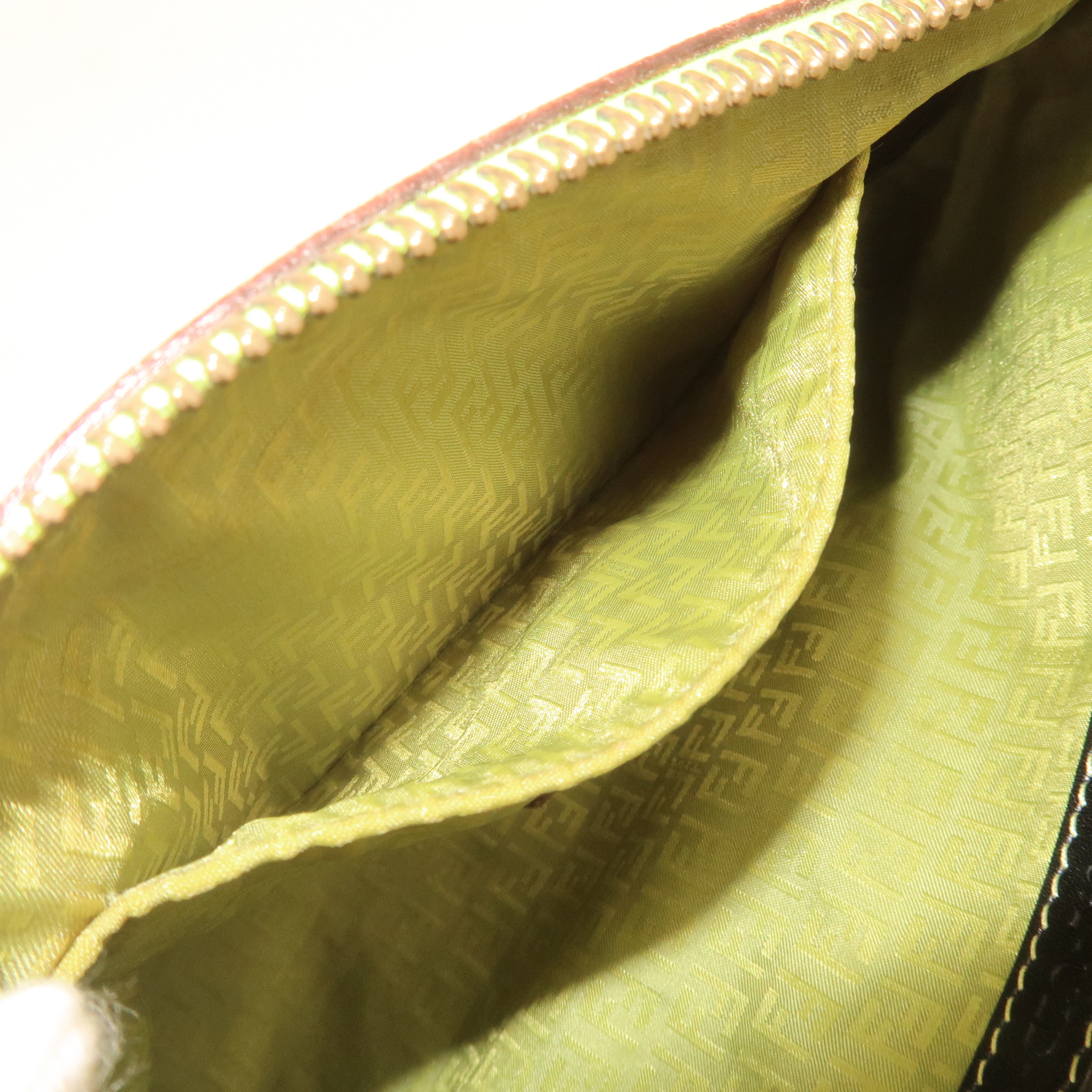 FENDI Zucca Print PVC Accessory Pouch Bag Khaki Green 8BR592