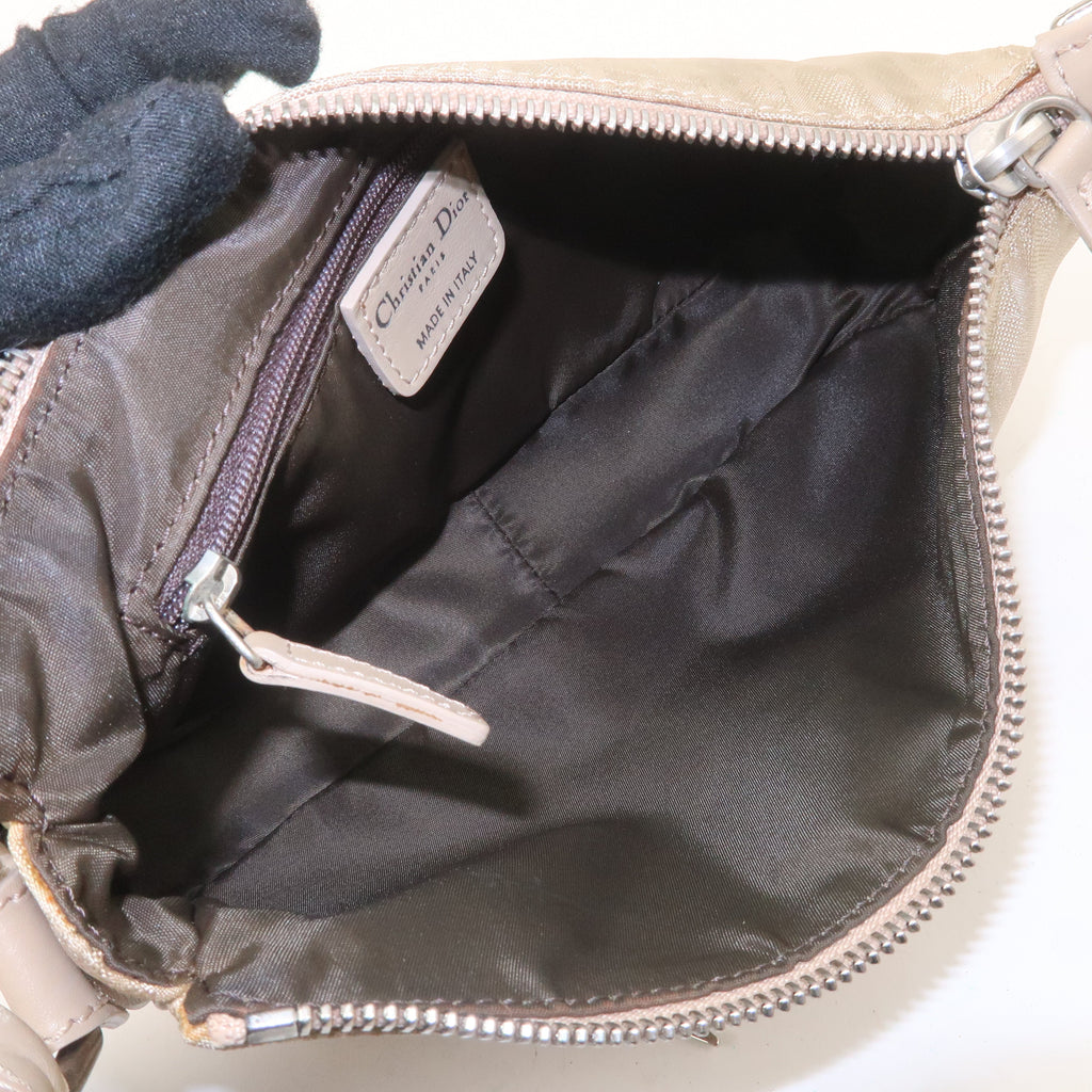 Christian Dior Trotter Nylon Leather Shoulder Bag Beige