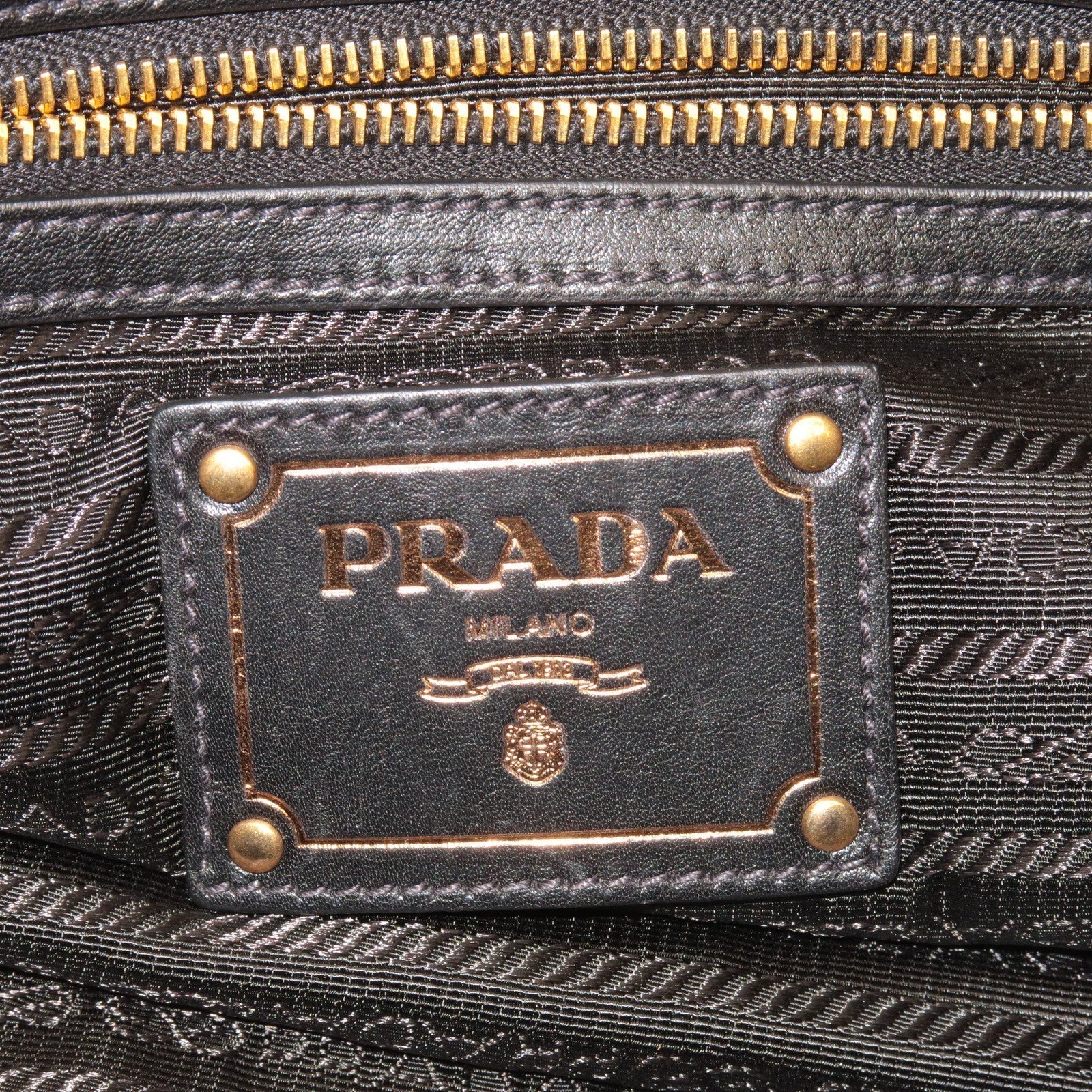 Prada Logo Leather One Shoulder Bag NERO Black