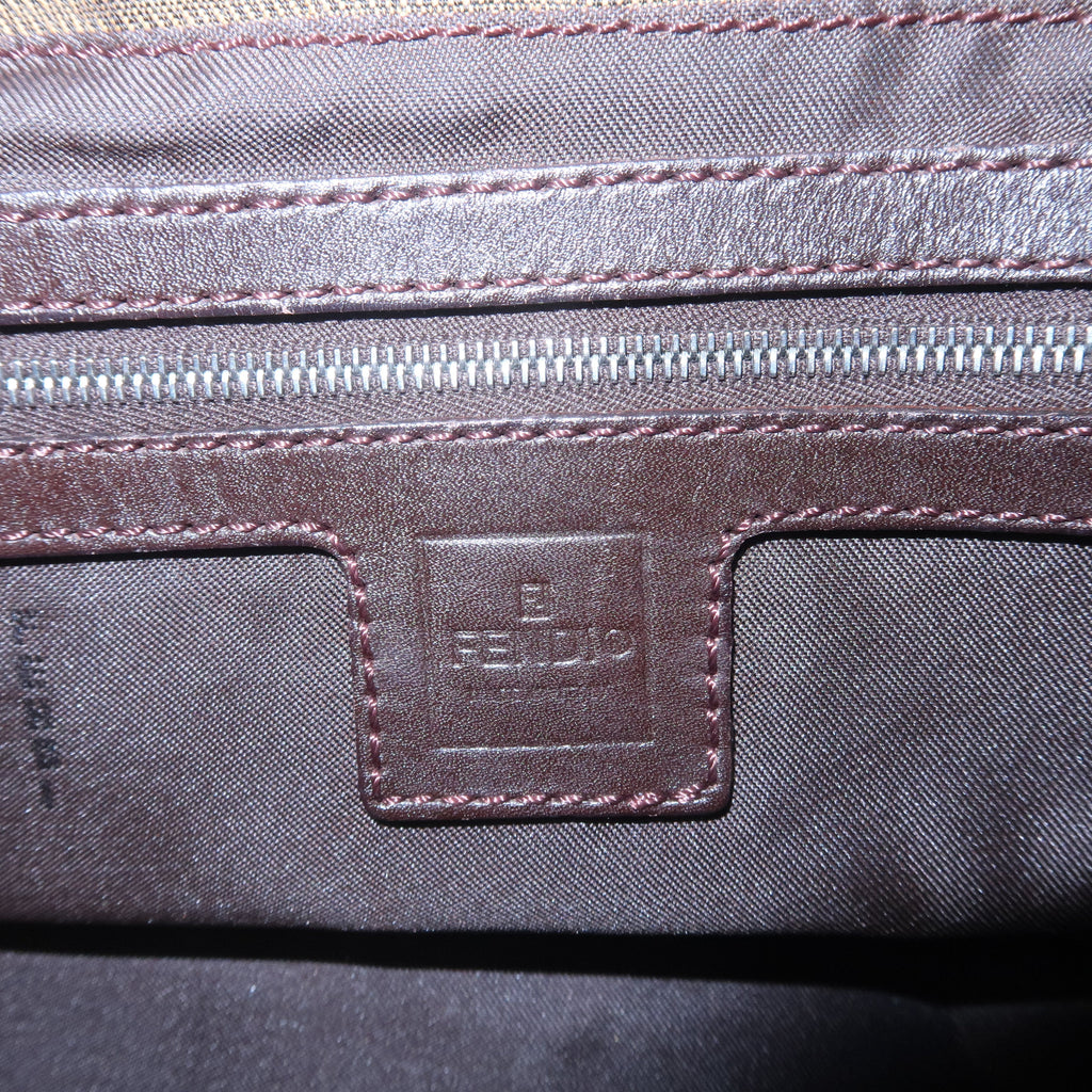 FENDI Zucca Canvas Leather Shoulder Bag Khaki Brown Black 26686