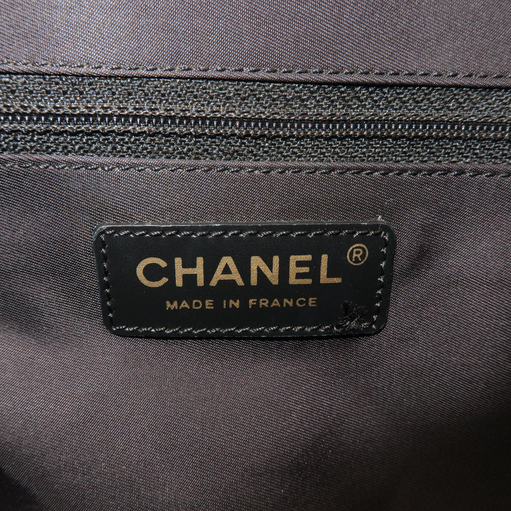 CHANEL New Travel Line Nylon Jacquard PM Tote Bag Black A20457