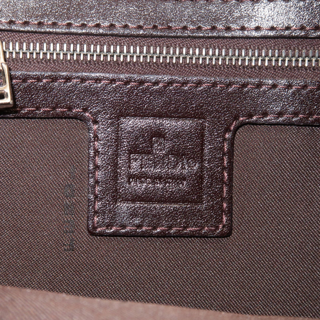 FENDI Zucca Canvas Leather Shoulder Bag Brown Black 26569