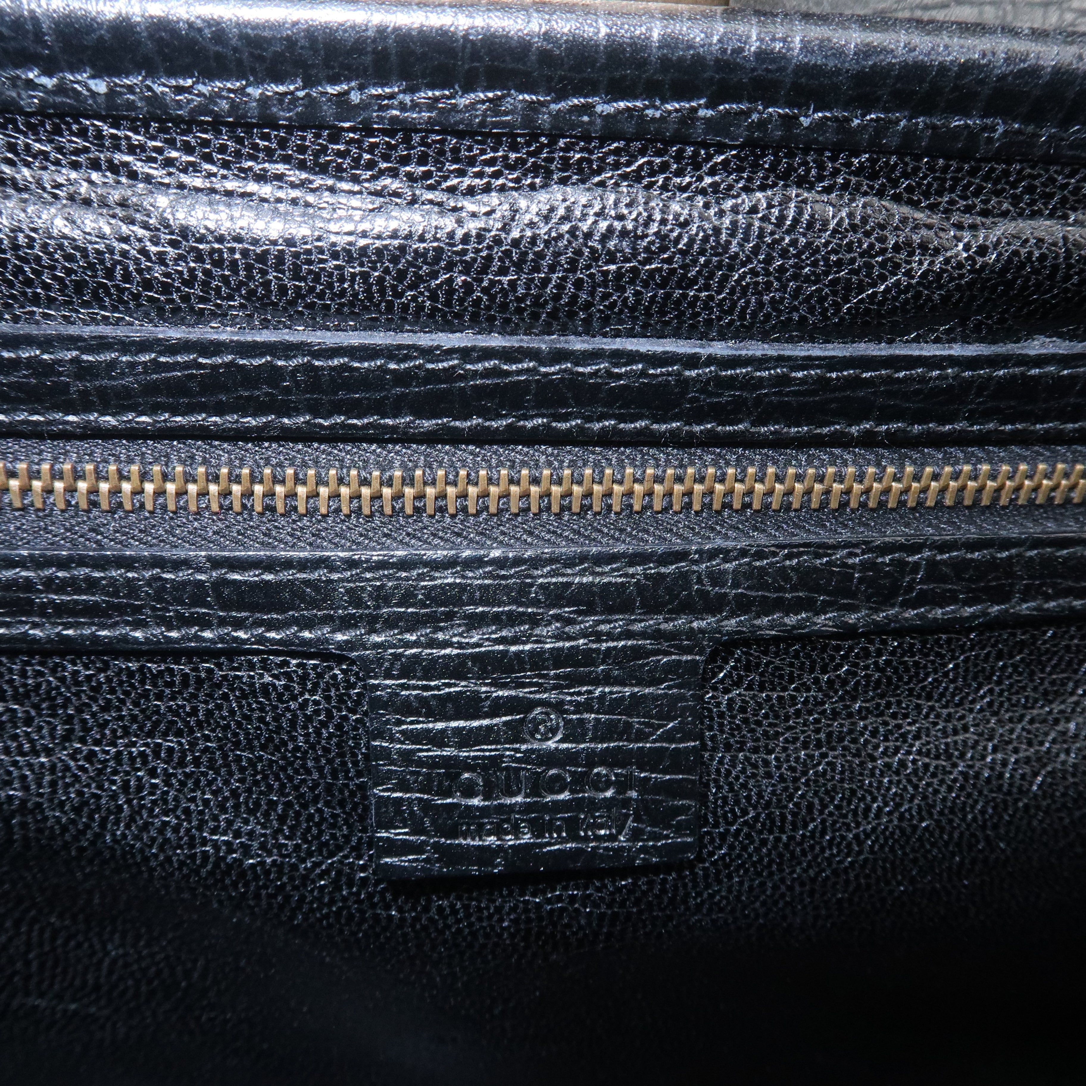 GUCCI Bamboo Leather Unborn Calf Boston Bag Black 114993