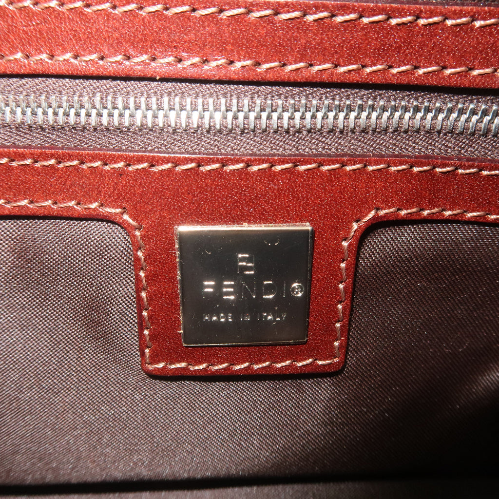 FENDI Corduroy Shoulder Bag Hand Bag Khaki Brown