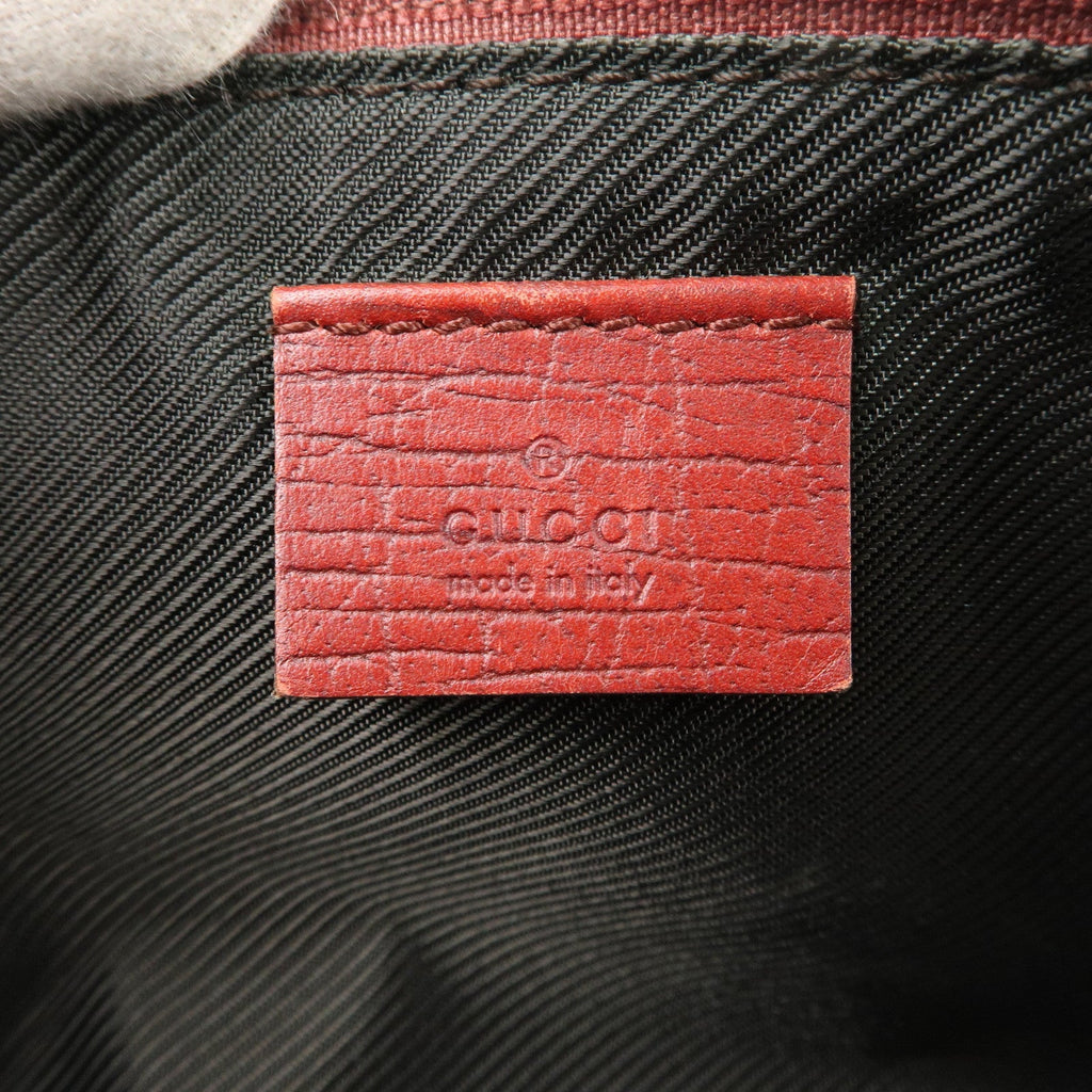 GUCCI Boat Bag GG Canvas Leather Hand Bag Pouch Red 07198