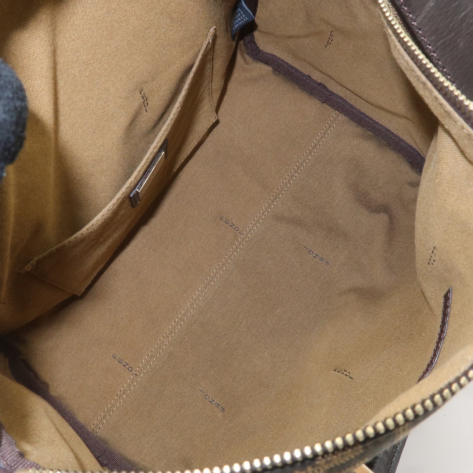 FENDI Zucca Canvas Leather Mini Boston Bag Black Brown 8BL104