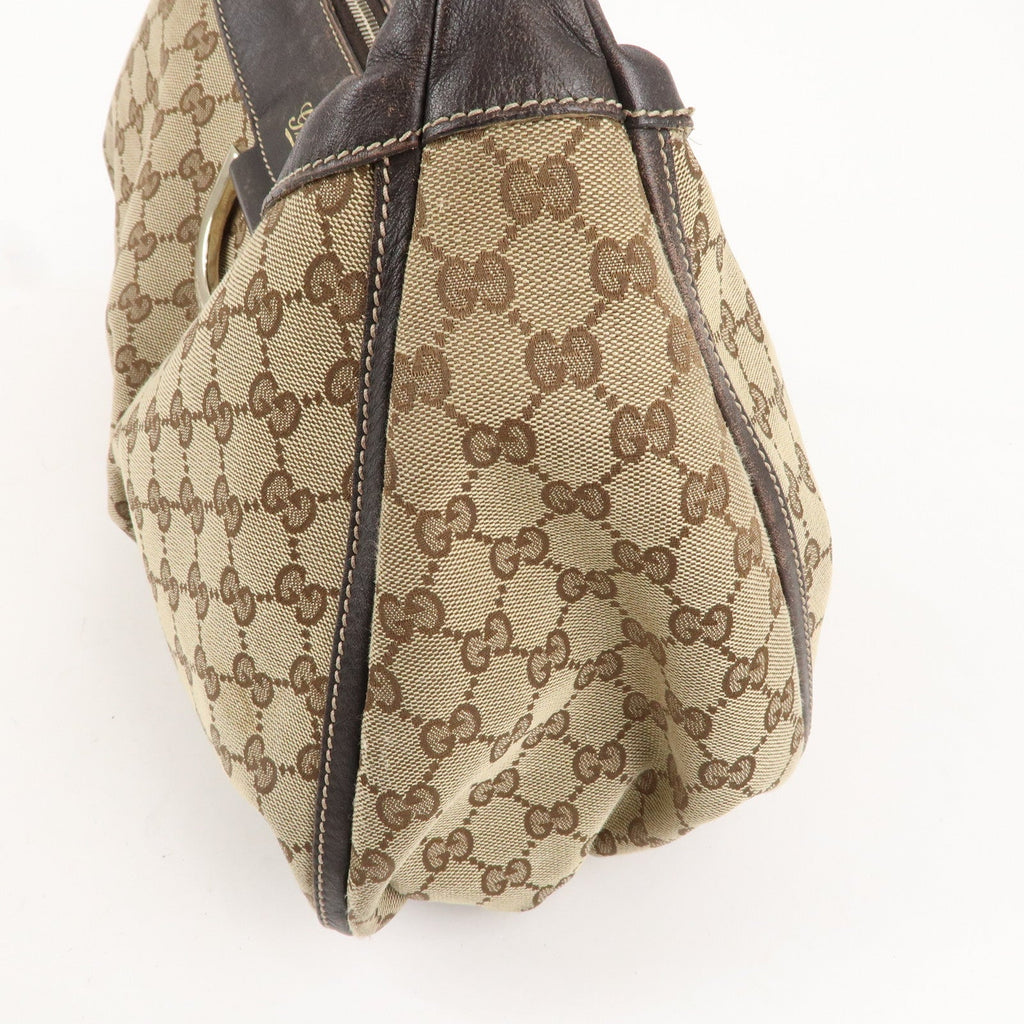 GUCCI Abbey GG Canvas Leather Shoulder Bag Beige Gold 189833