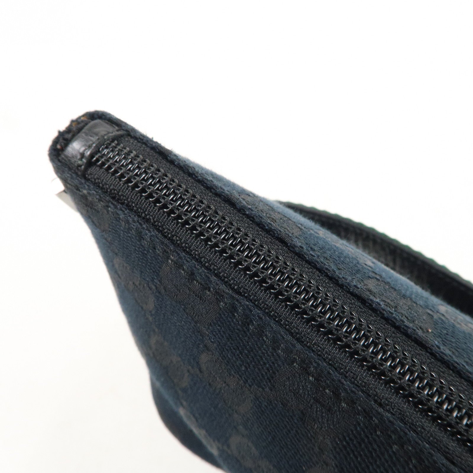 GUCCI Boat Bag Sherry GG Canvas Leather Pouch Black 141809
