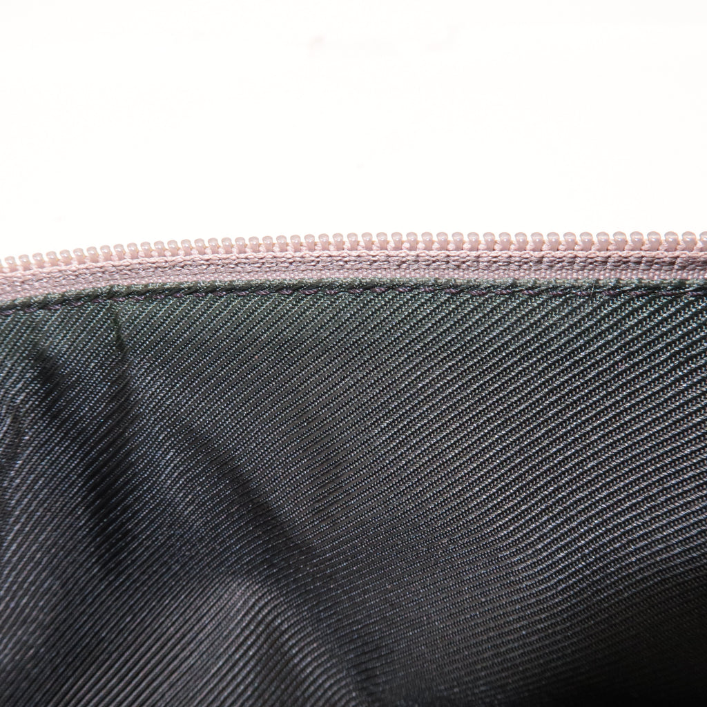 GUCCI Boat Bag GG Canvas Leather Pouch Emerald Green Beige 07198