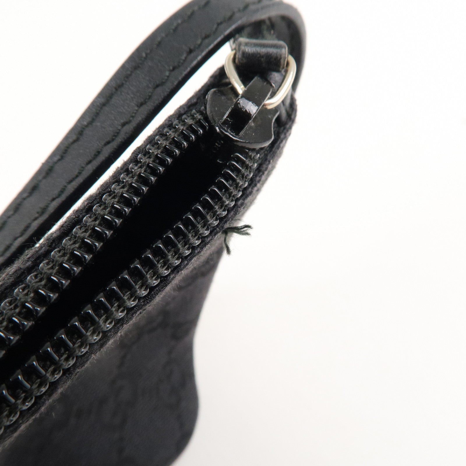 GUCCI Boat Bag GG Monogram Canvas Leather Pouch Black 039.1103