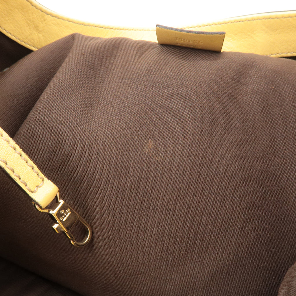 GUCCI Abbey GG Canvas Leather Shoulder Bag Beige Yellow 189835