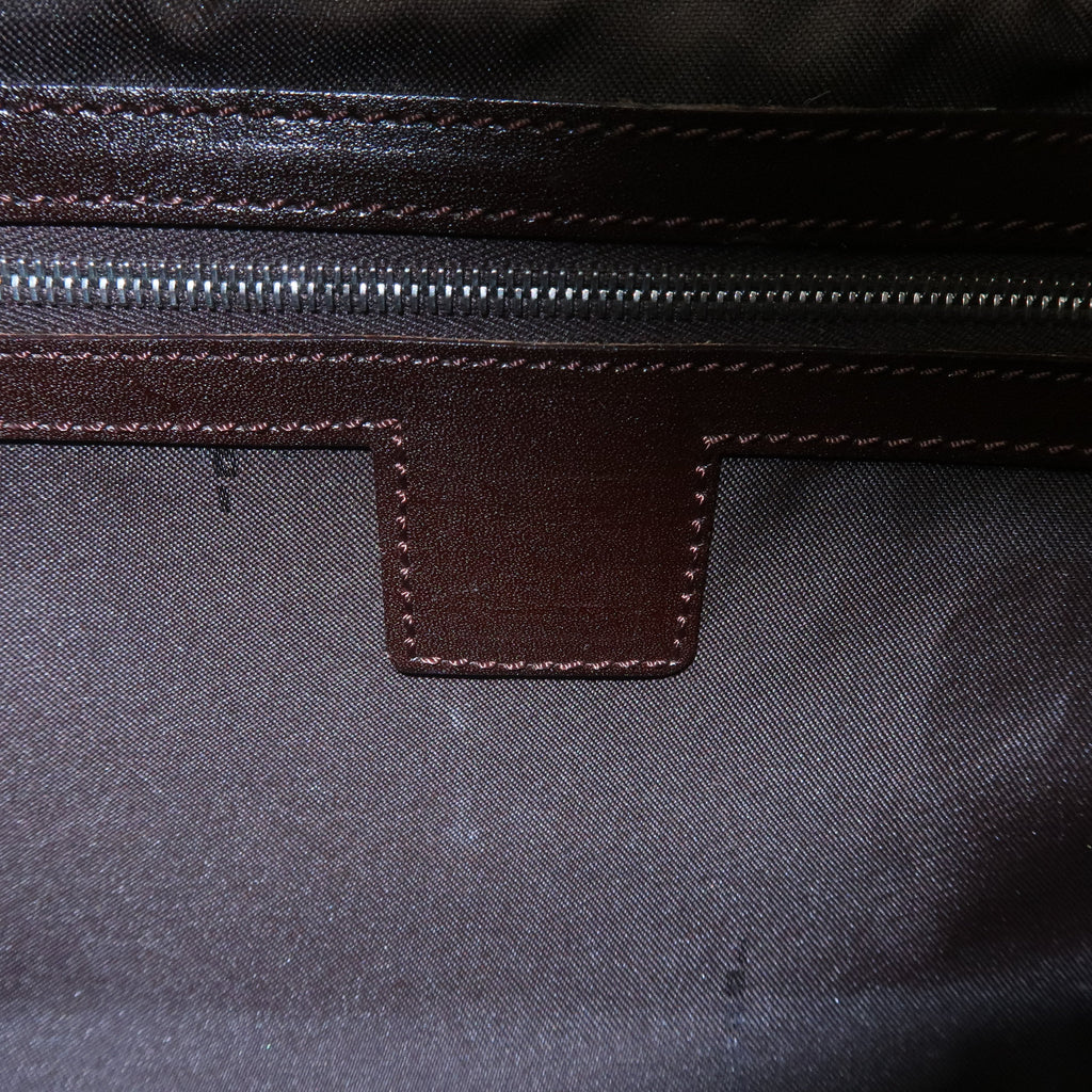 FENDI Zucca Canvas Leather Shoulder Bag Brown Black 26569