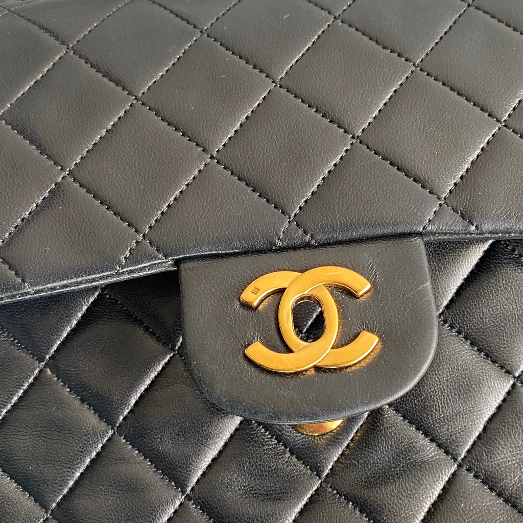 Chanel Black Leather Double flap shoulder bag