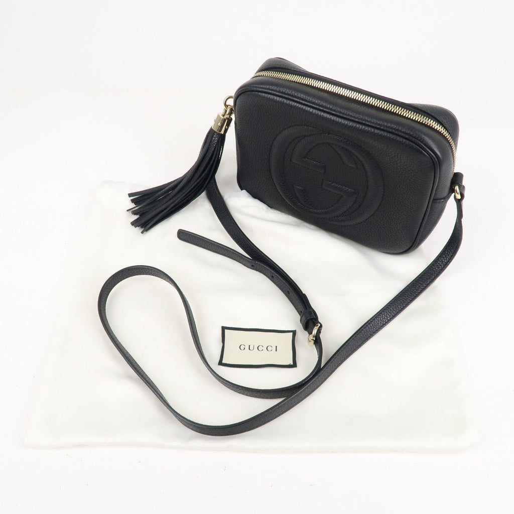GUCCI SOHO Small Disco Leather Shoulder Bag Black 308364