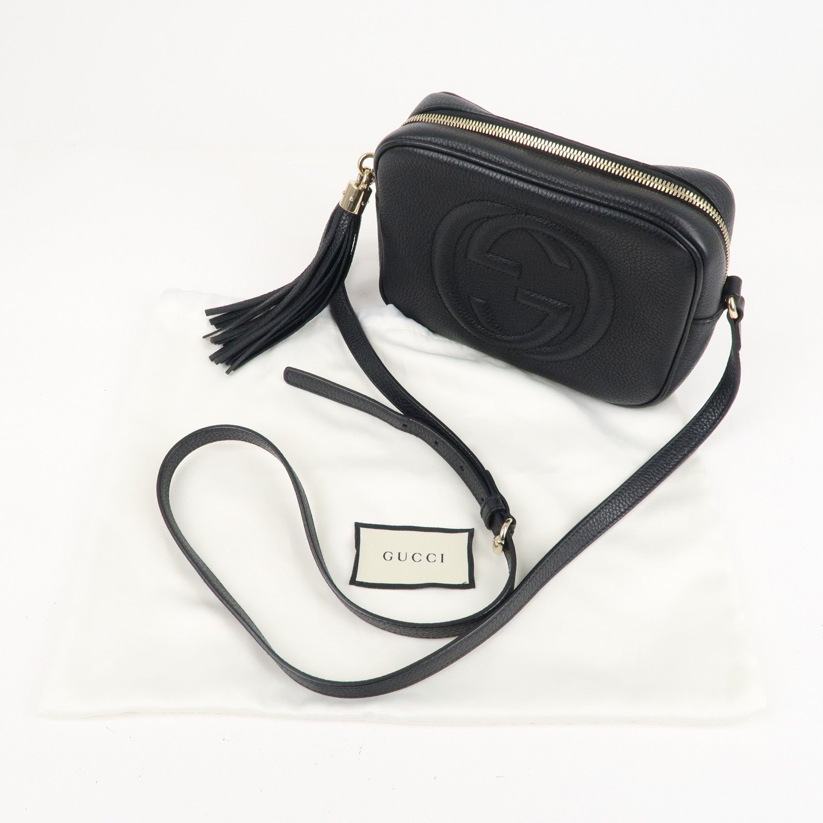 GUCCI SOHO Small Disco Leather Shoulder Bag Black 308364