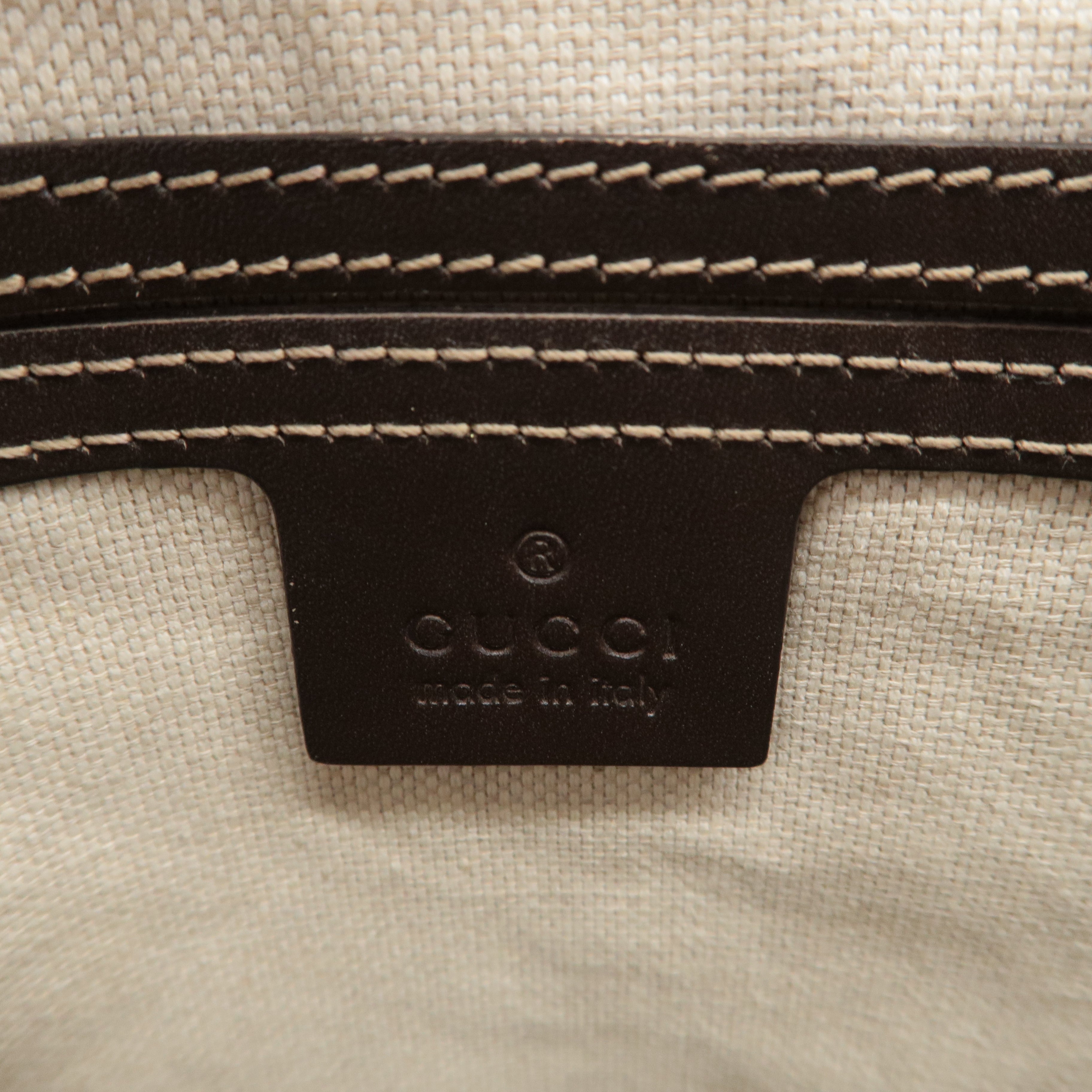 GUCCI GG Supreme Leather Shoulder Bag Beige Brown 201446