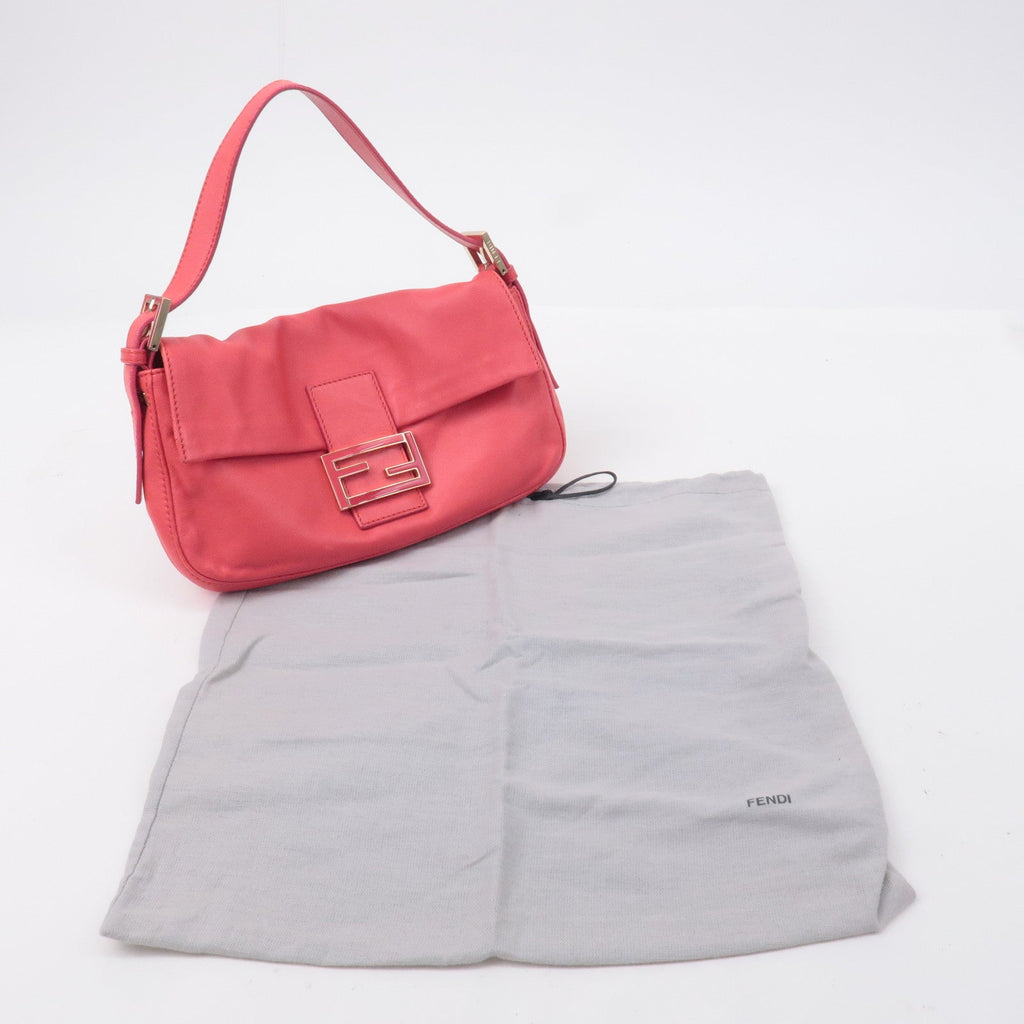 FENDI Mamma Baguette Leather Hand Bag Shoulder Bag Pink 8BR600
