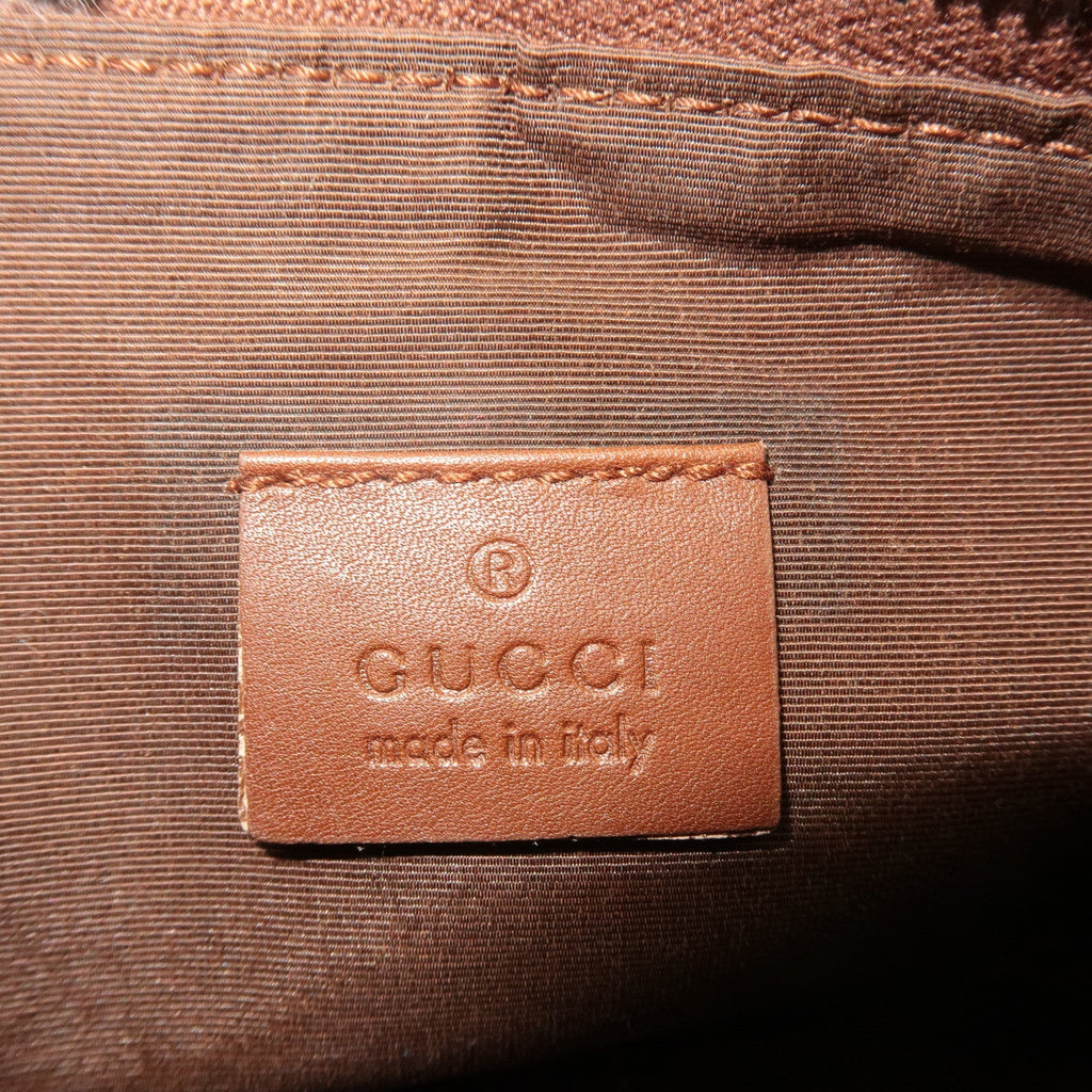 GUCCI GG Canvas Leather Hand Bag Pouch Beige Brown 103399