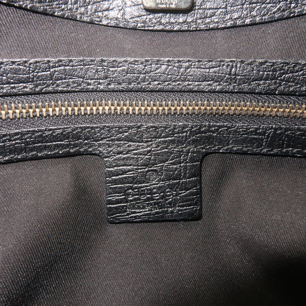 GUCCI Horsebit GG Canvas Leather Shoulder Bag Black 137388