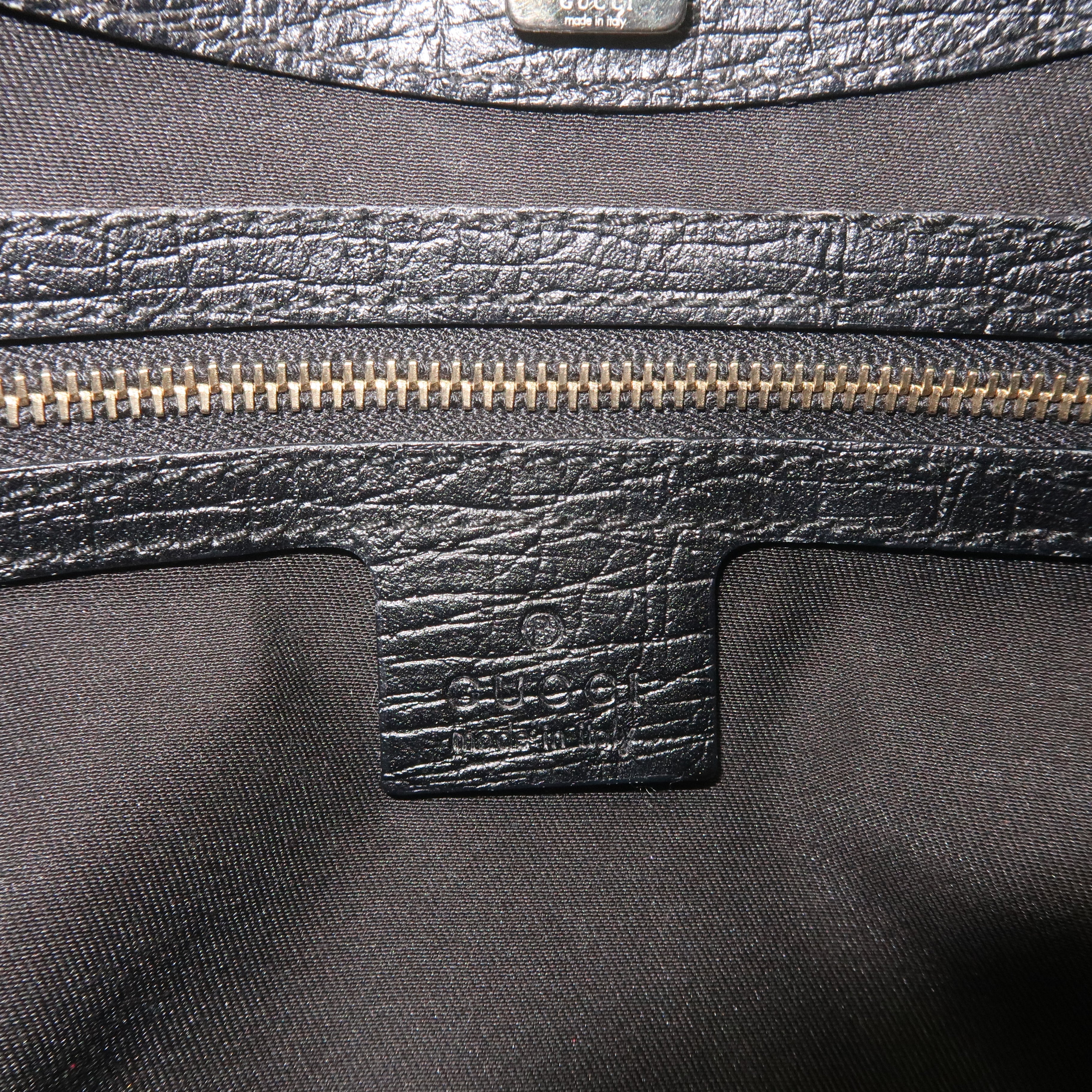 GUCCI Horsebit GG Canvas Leather Shoulder Bag Black 137388