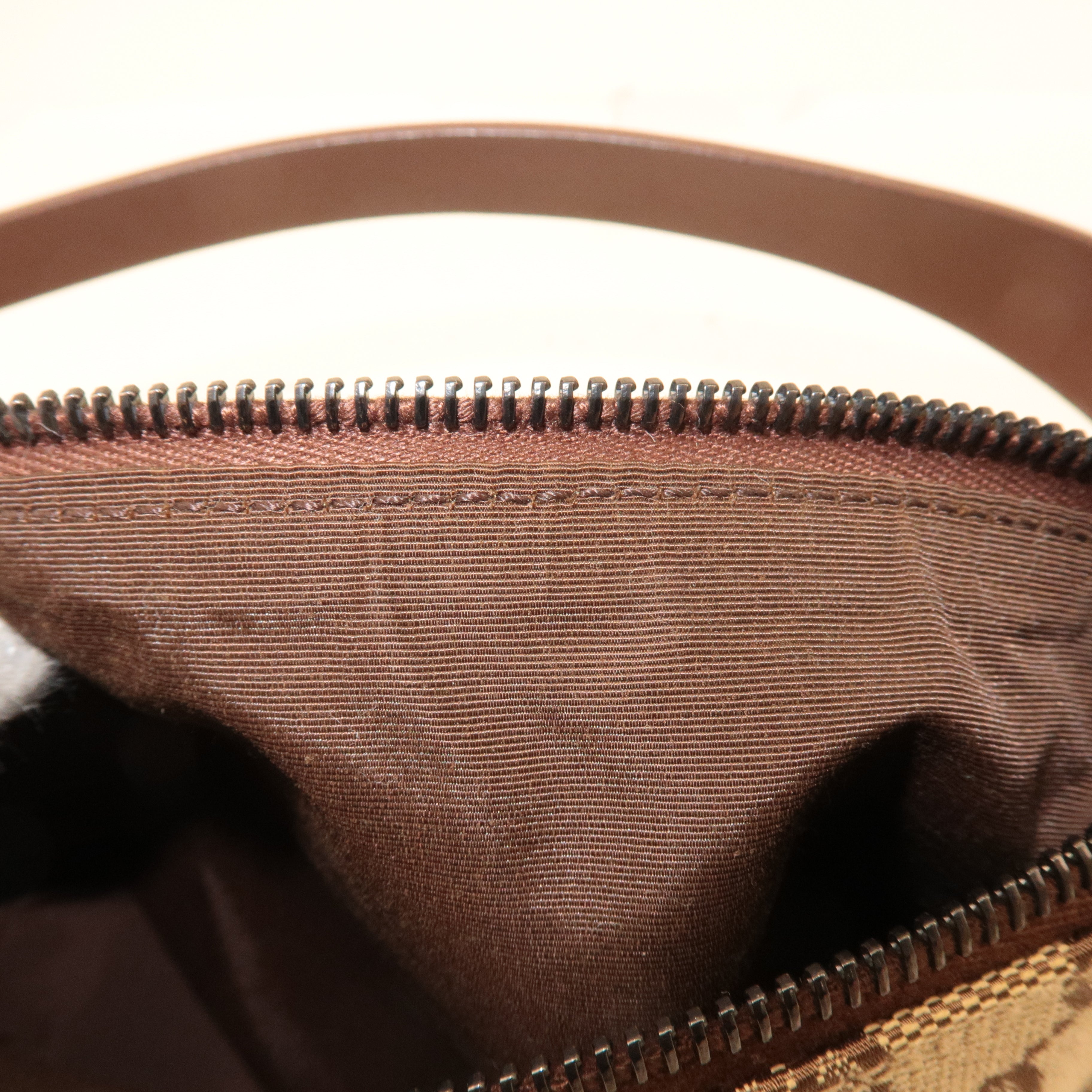 GUCCI GG Canvas Leather Hand Bag Pouch Beige Brown 103399