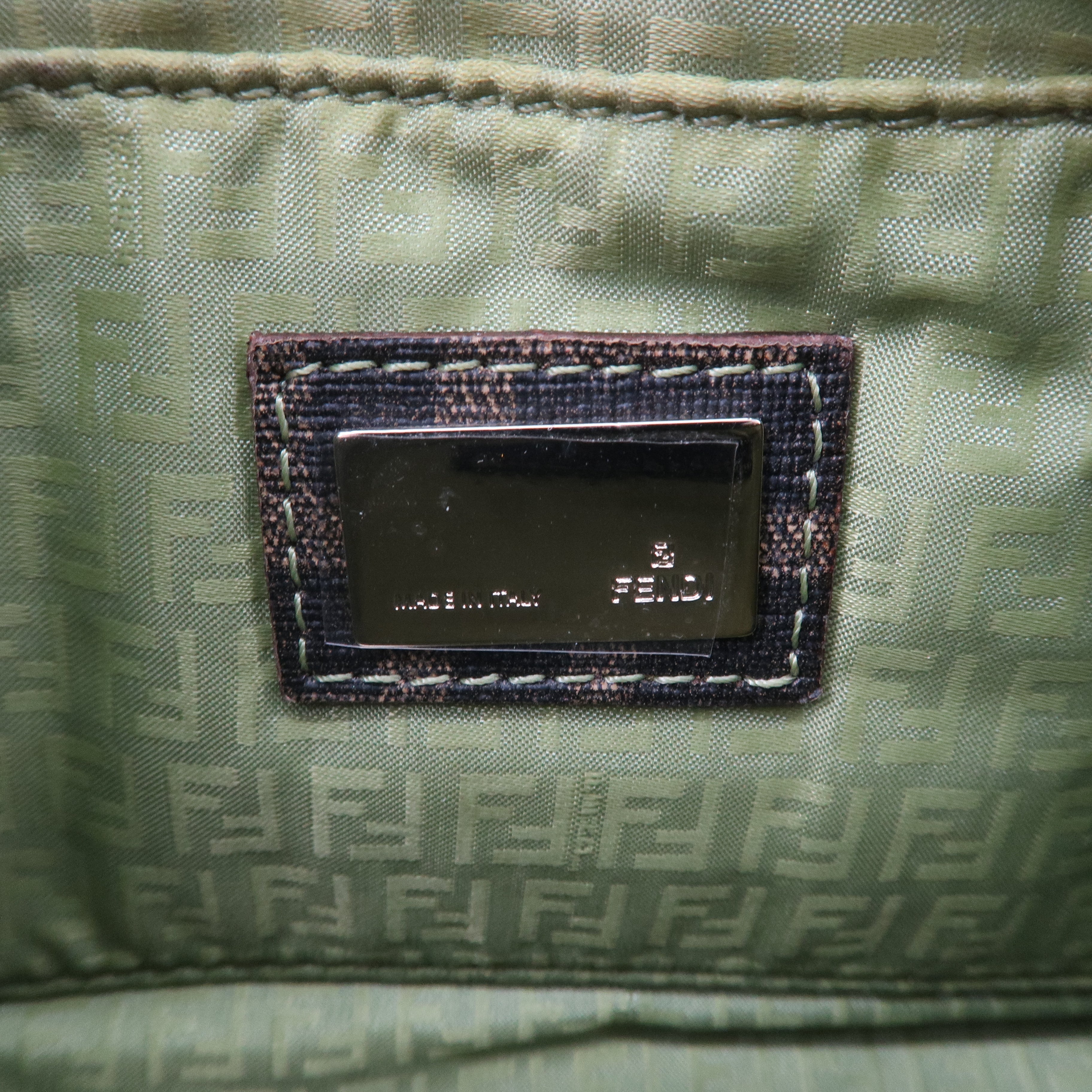 FENDI Zucca Print PVC Accessory Pouch Bag Khaki Green 8BR592
