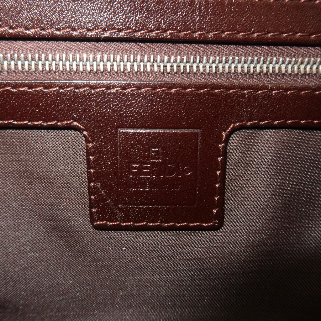 FENDI Mamma Baguette Zucca Canvas Leather Shoulder Bag Brown 26424