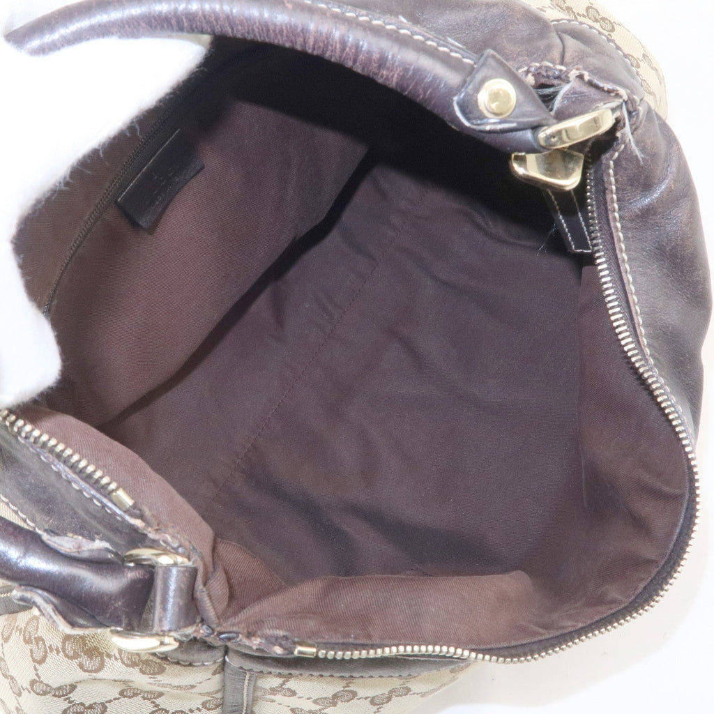 GUCCI Abbey GG Canvas Leather Shoulder Bag Beige Gold 189833