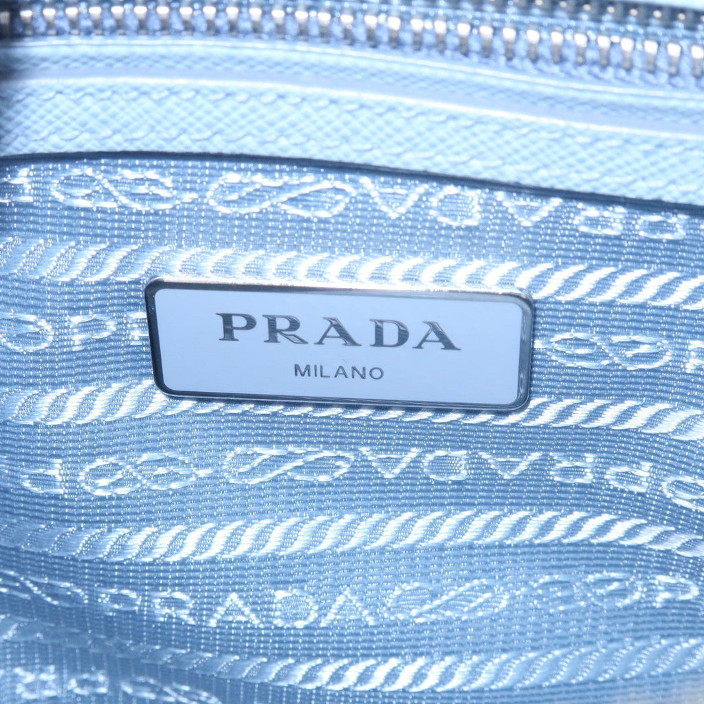 Prada Logo Leather 2Way Bag Hand Bag Shoulder Bag Blue 1BA838