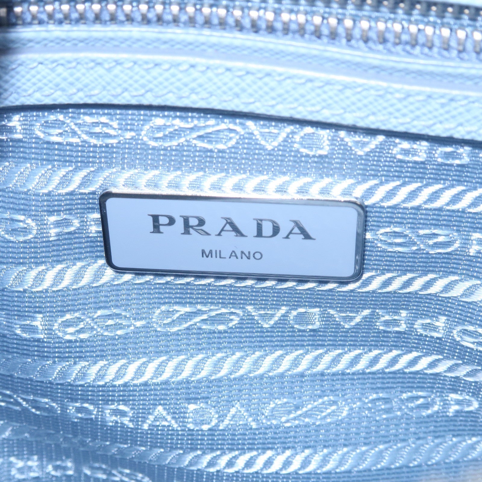 Prada Logo Leather 2Way Bag Hand Bag Shoulder Bag Blue 1BA838