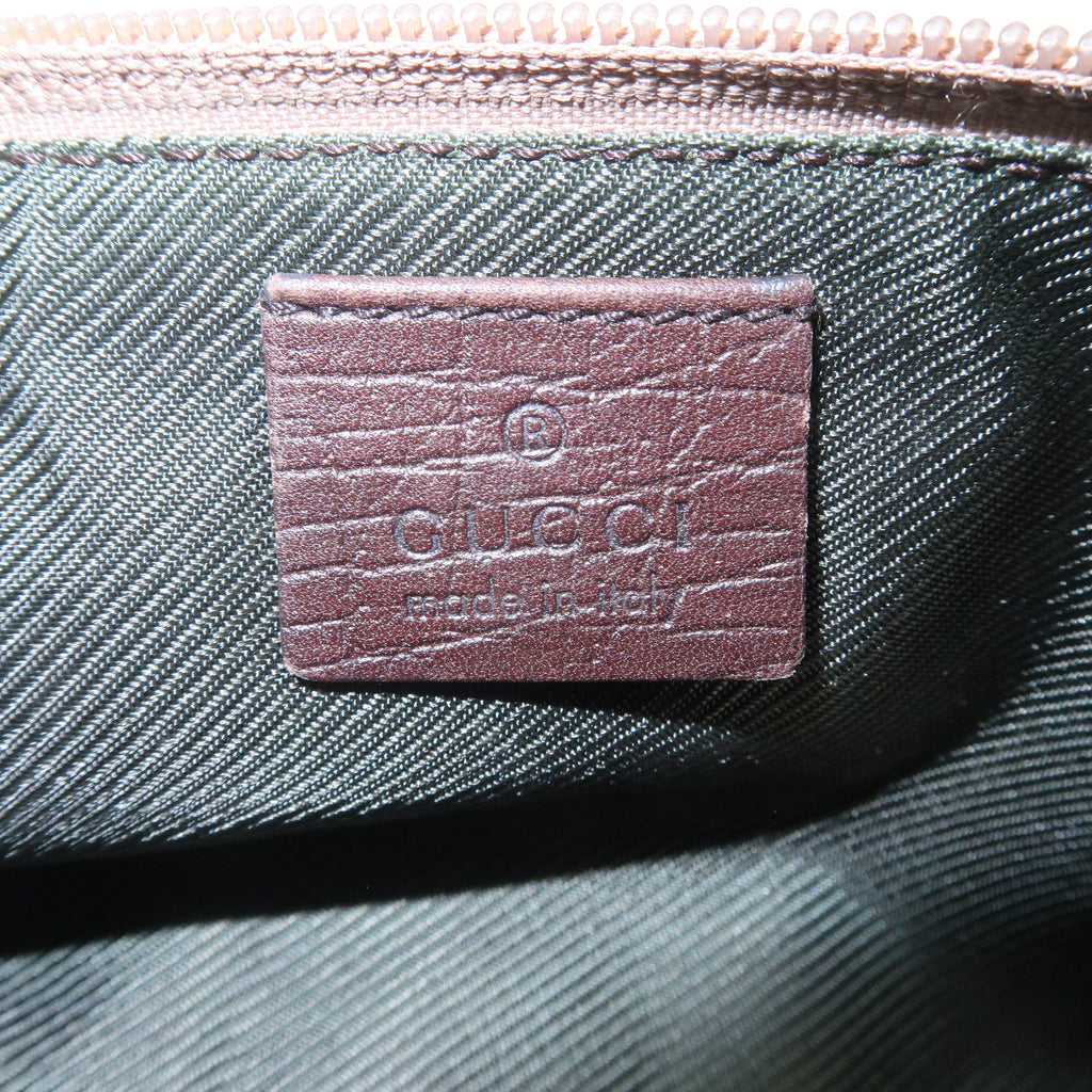 GUCCI Sherry GG Canvas Leather Hand Bag Pouch Beige Brown 141809