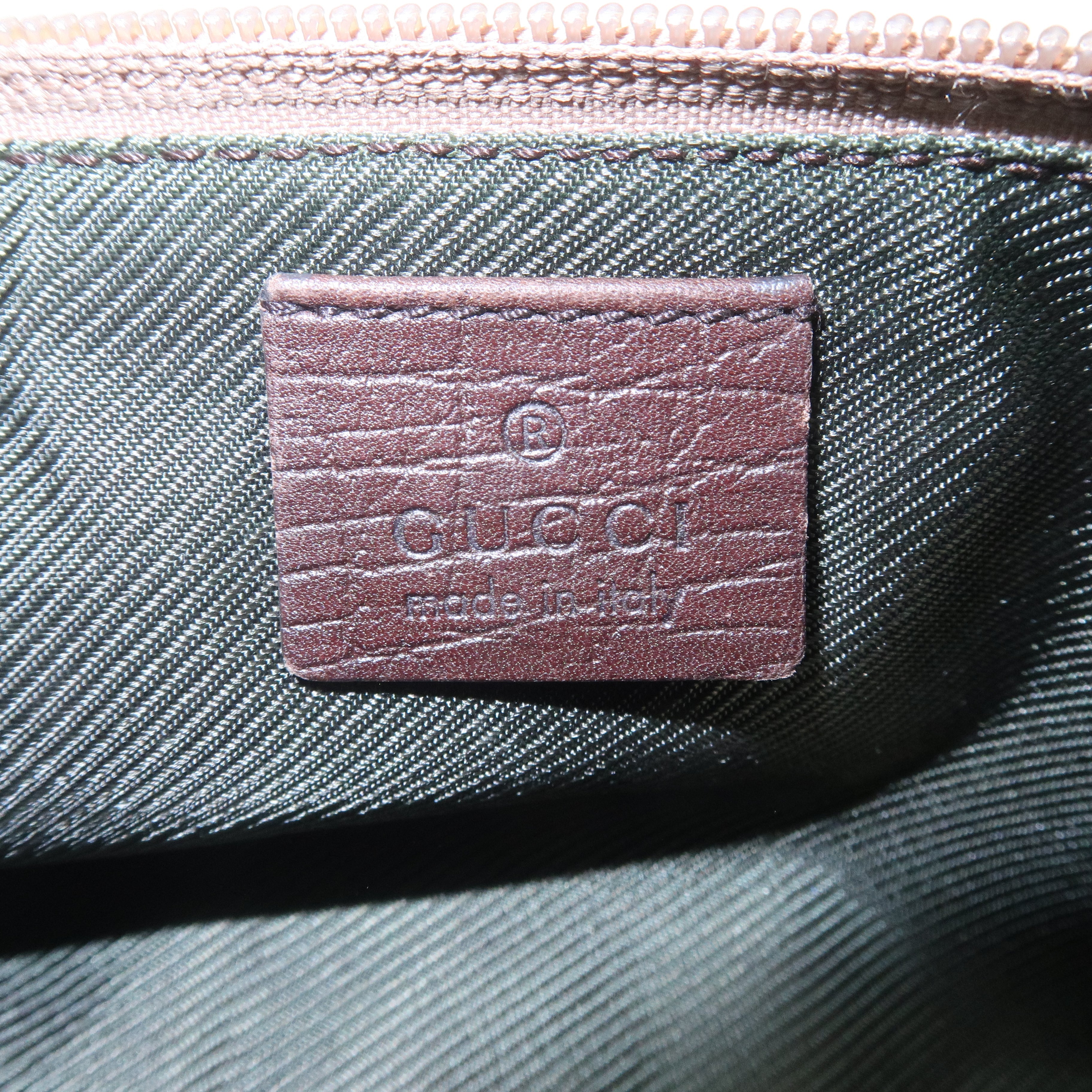 GUCCI Sherry GG Canvas Leather Hand Bag Pouch Beige Brown 141809