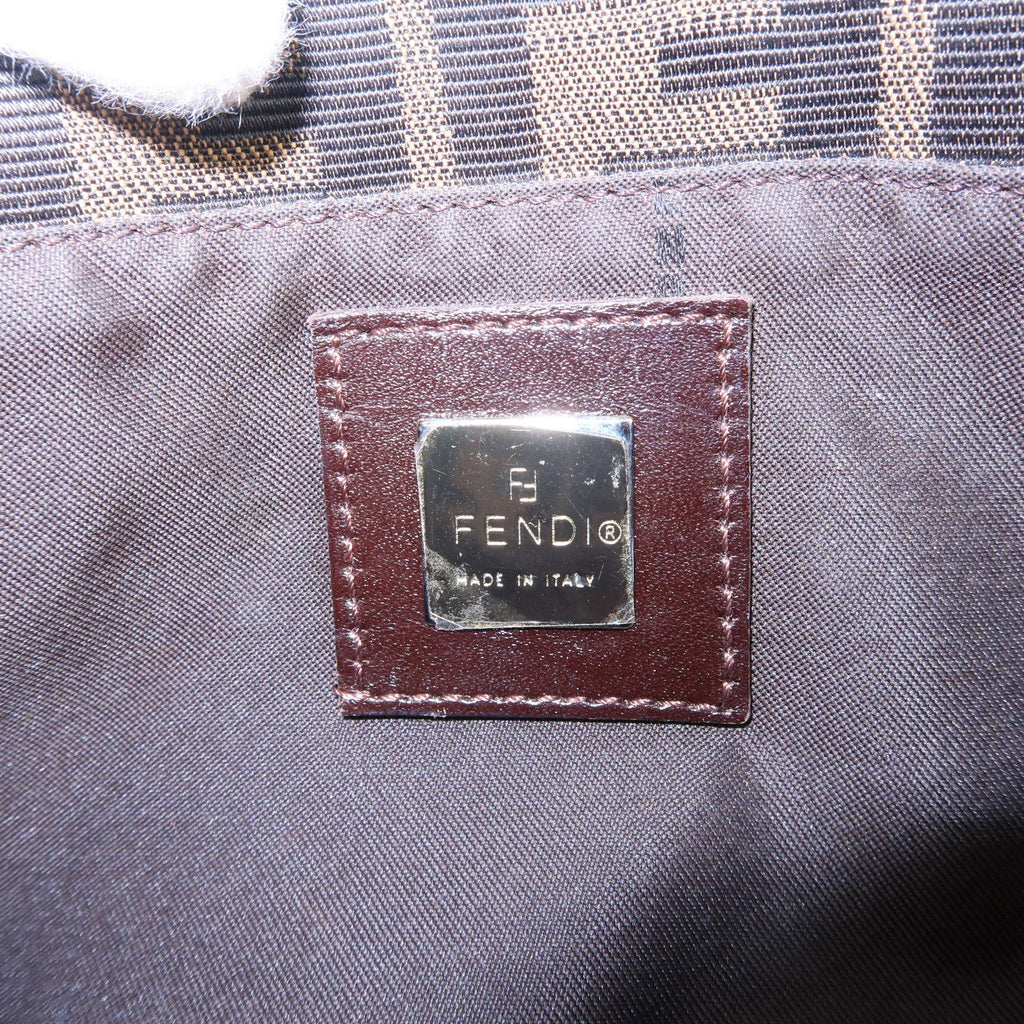 FENDI Zucca Canvas Leather Shoulder Bag Black Brown 26722