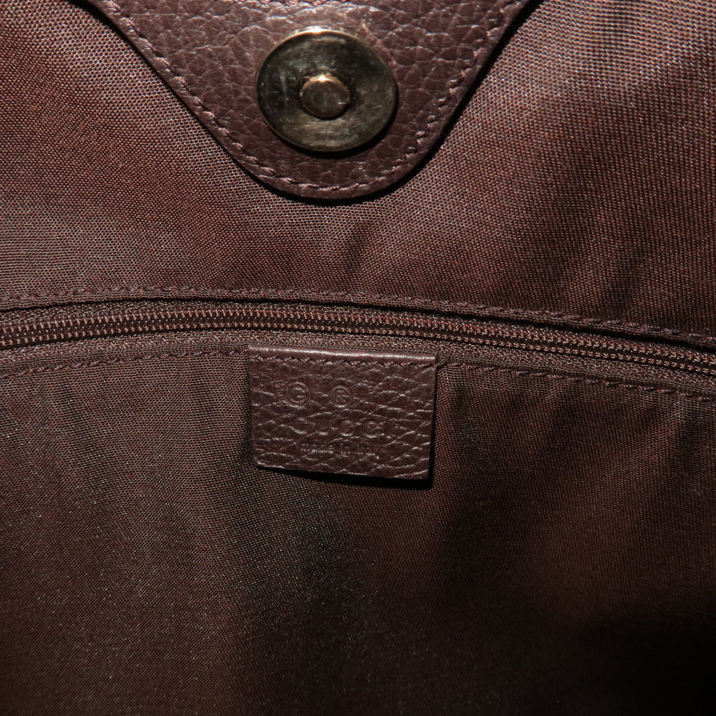GUCCI Leather Shoulder Bag Hand Bag Dark Brown 336659