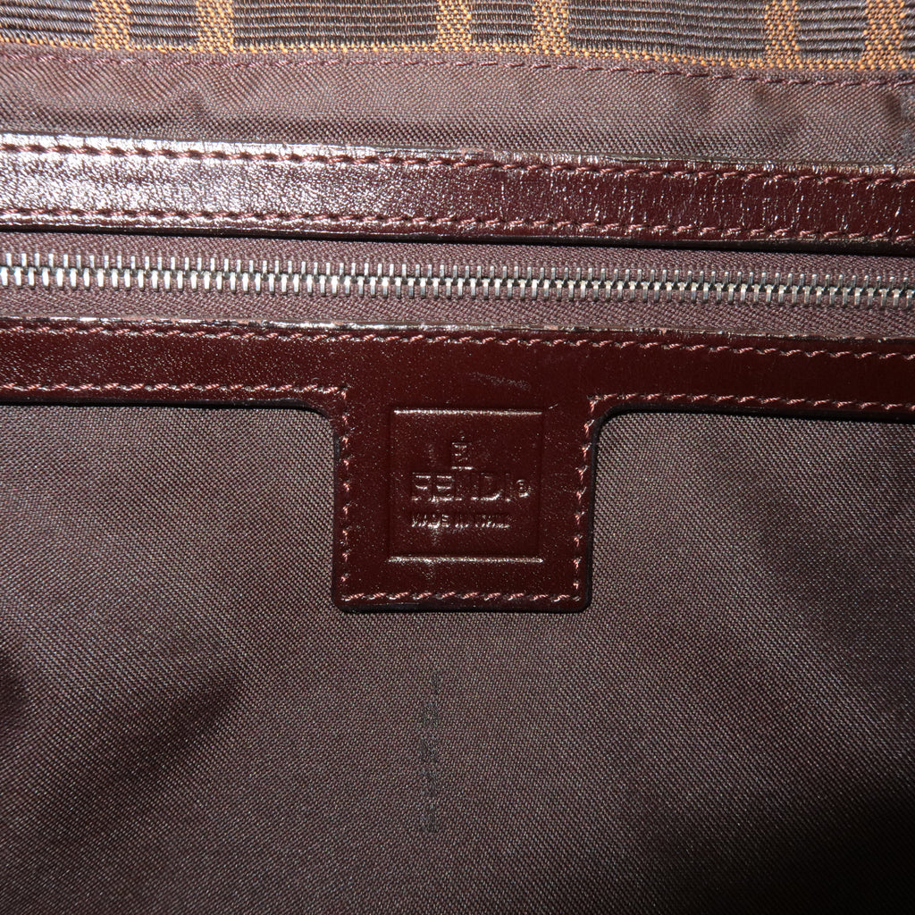FENDI Zucca Canvas Leather Shoulder Bag Brown Black 26569