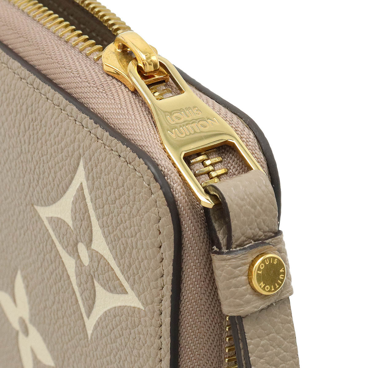 LOUIS VUITTON Louis Vuitton Monogram Emplant Zippie Wallet Round Fassner Long Wallet Bicycle Trolley Cream M69794