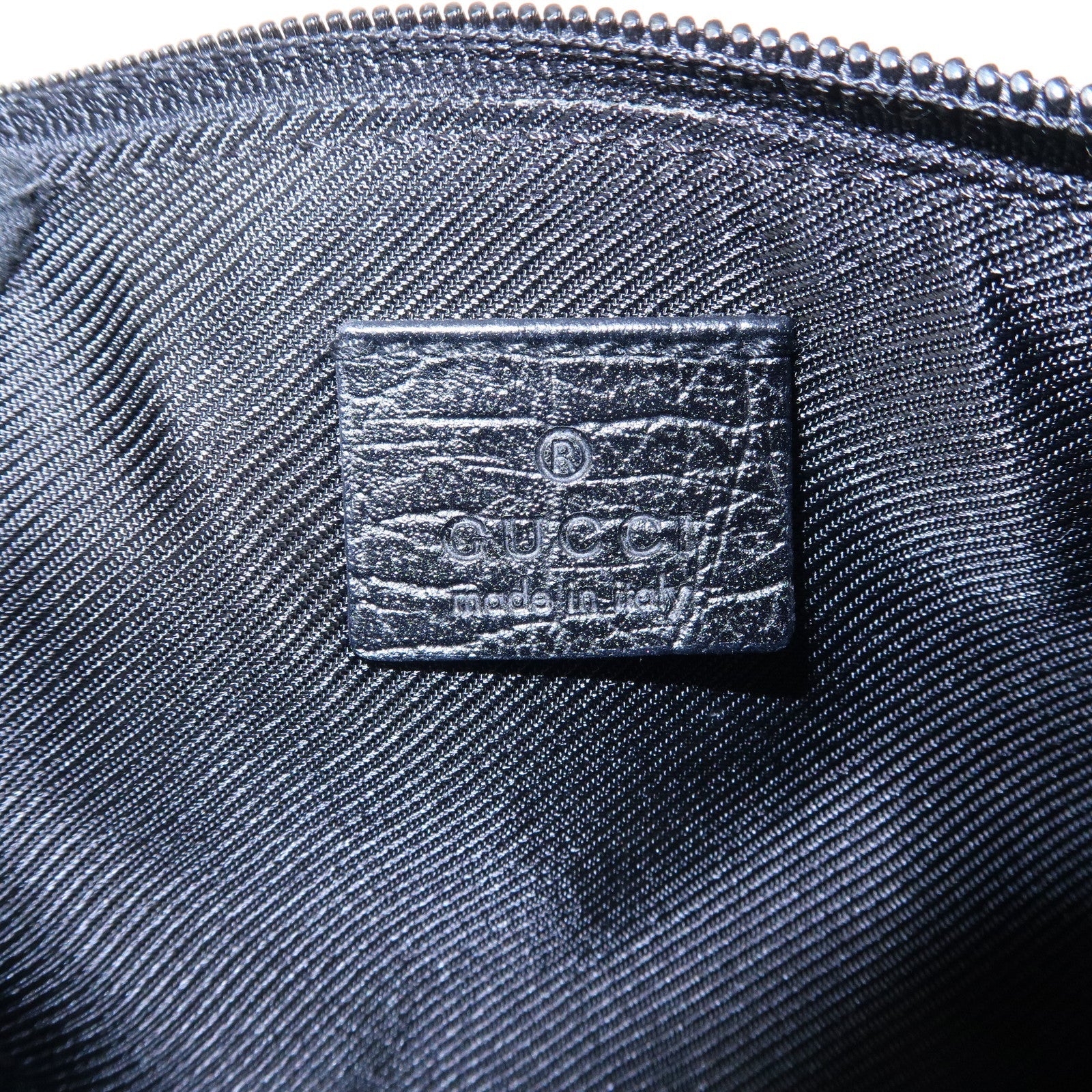GUCCI Boat Bag Sherry GG Canvas Leather Pouch Black 141809