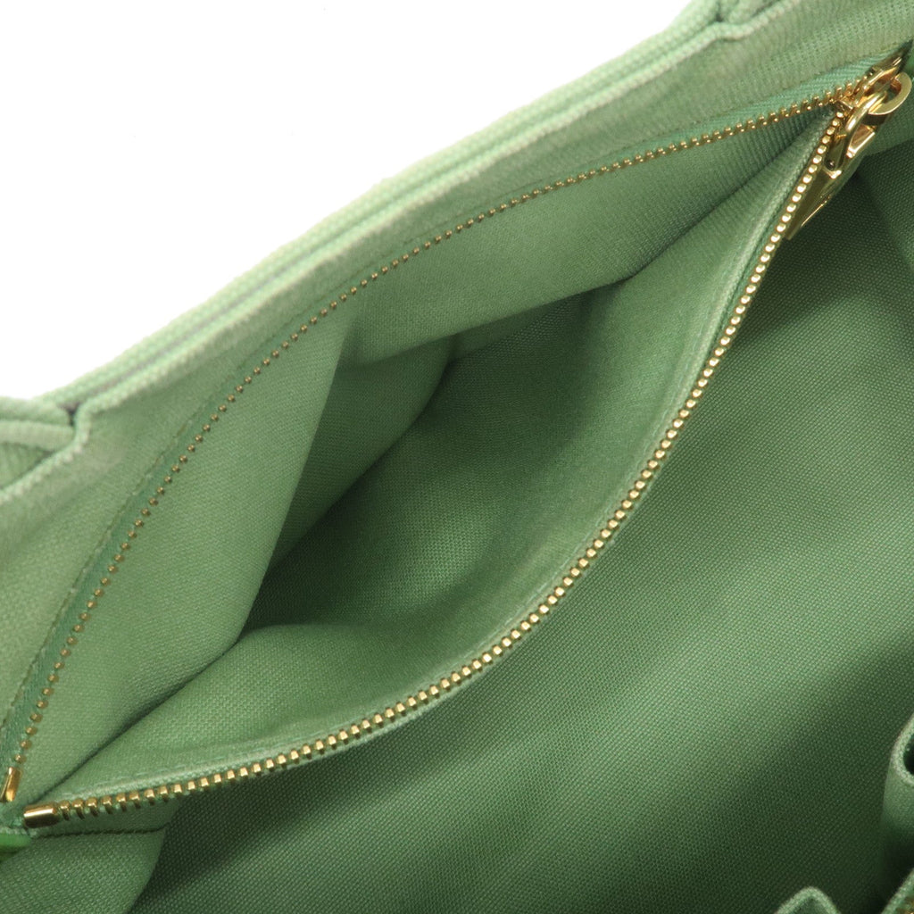 Prada Canapa Canvas Tote Bag Hand Bag Green B1877B