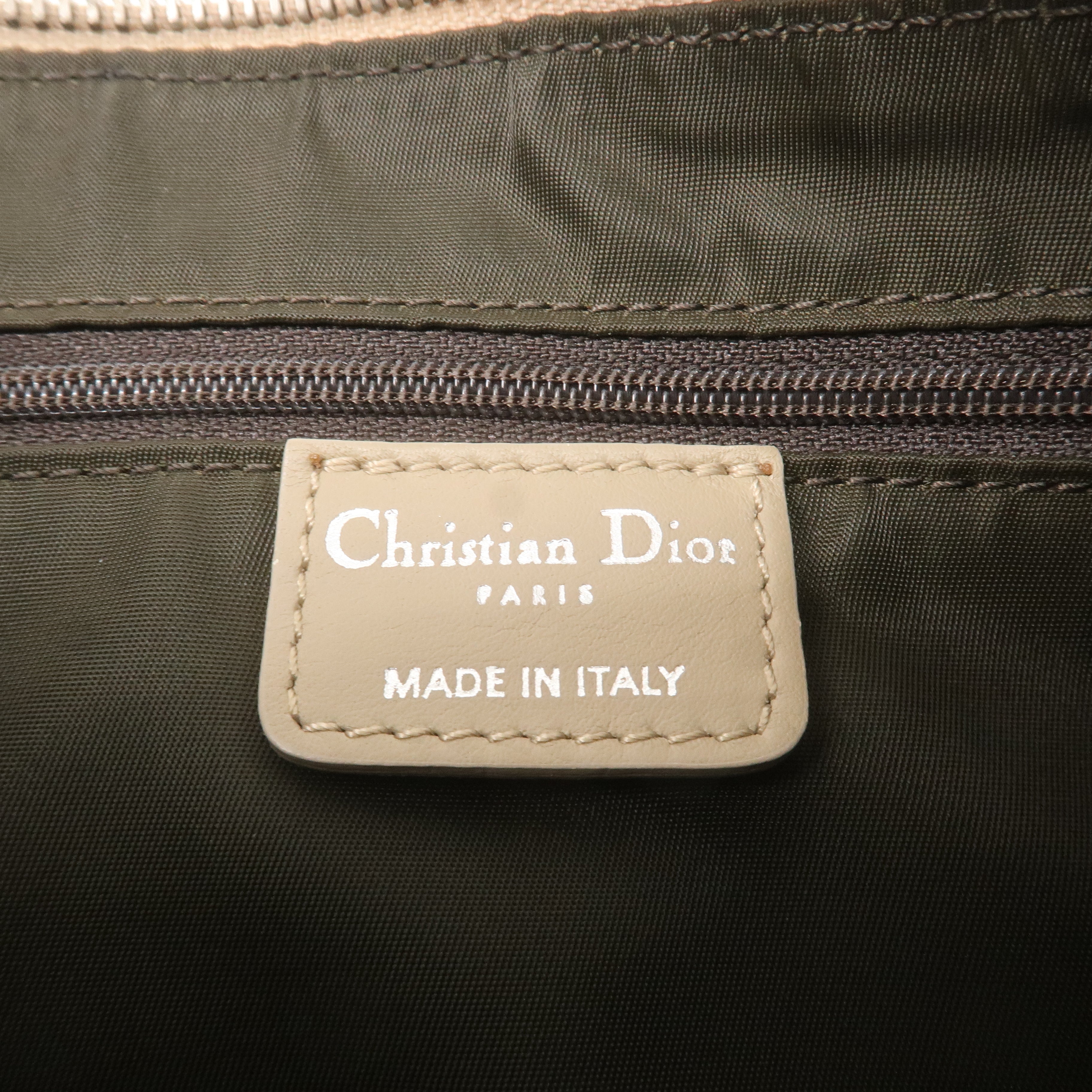 Christian Dior Trotter Nylon Leather Shoulder Bag Beige