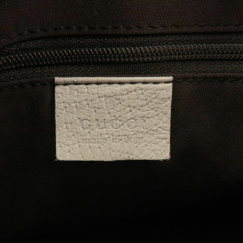 GUCCI Abbey GG Canvas Leather Boston Hand Bag Beige Ivory 130942