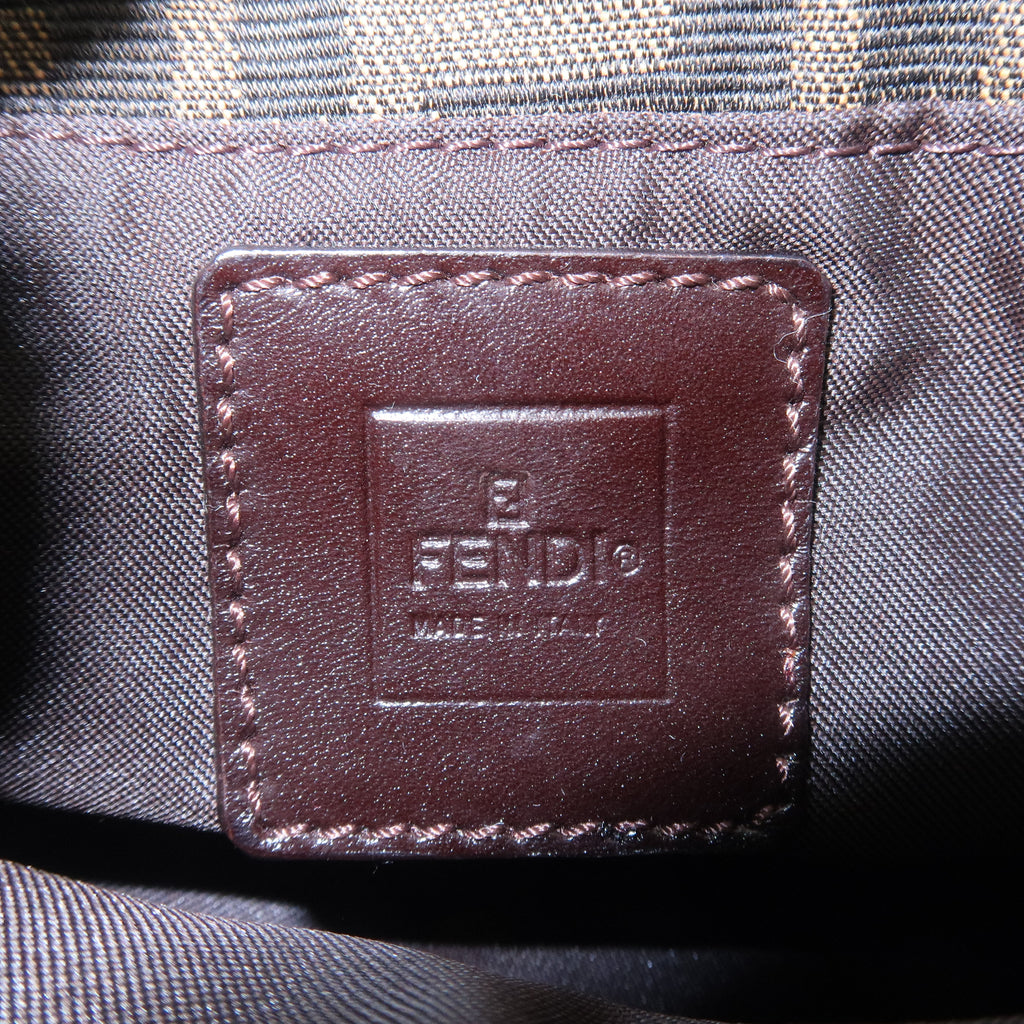 FENDI Zucca Canvas Leather Shoulder Bag Khaki Brown Black 26723